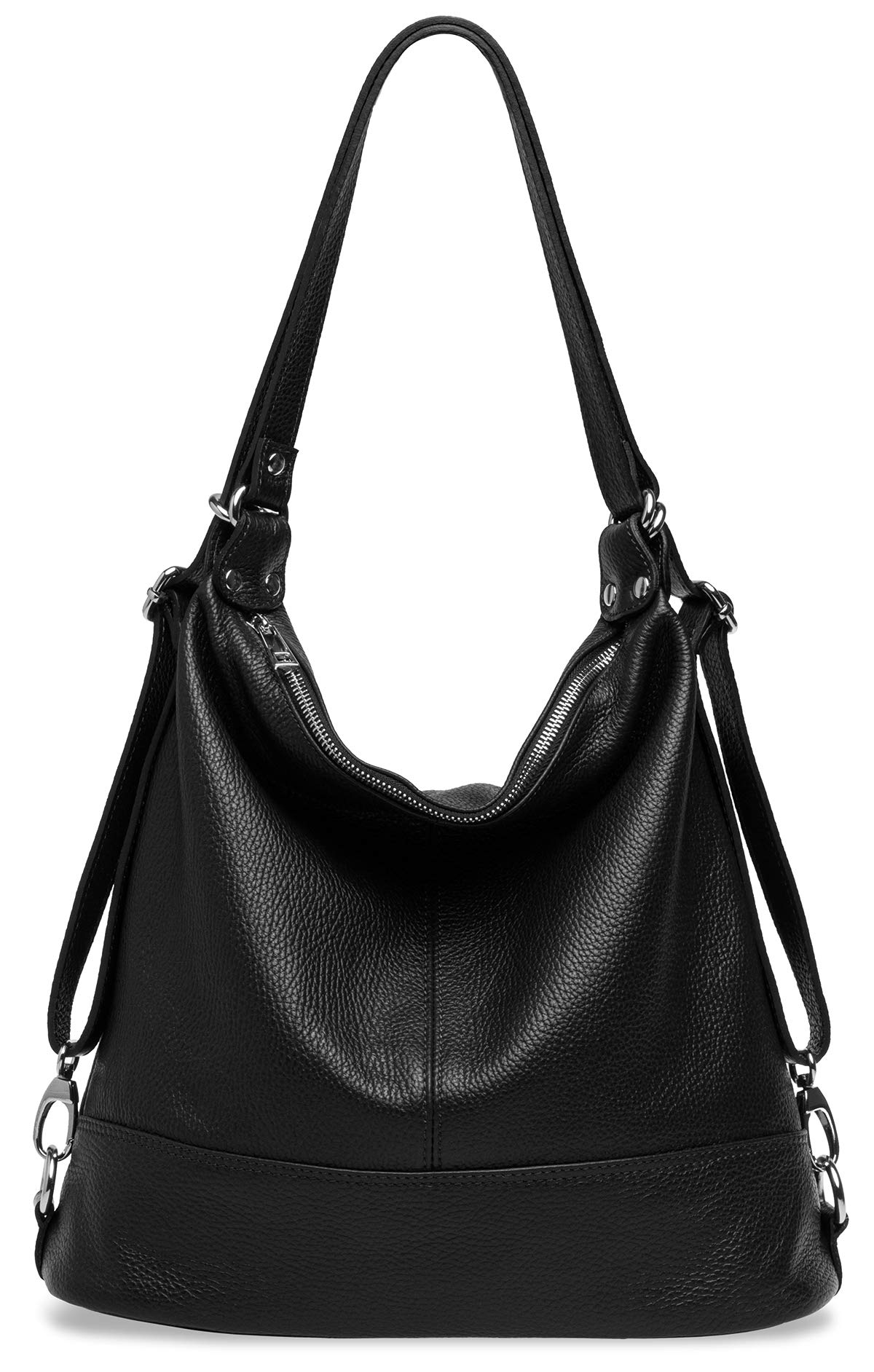 Caspar 2 in 1 Schultertasche Rucksack aus Leder Damen Tasche - PREMIUM LINE - Modell No.796 - Made in Italy