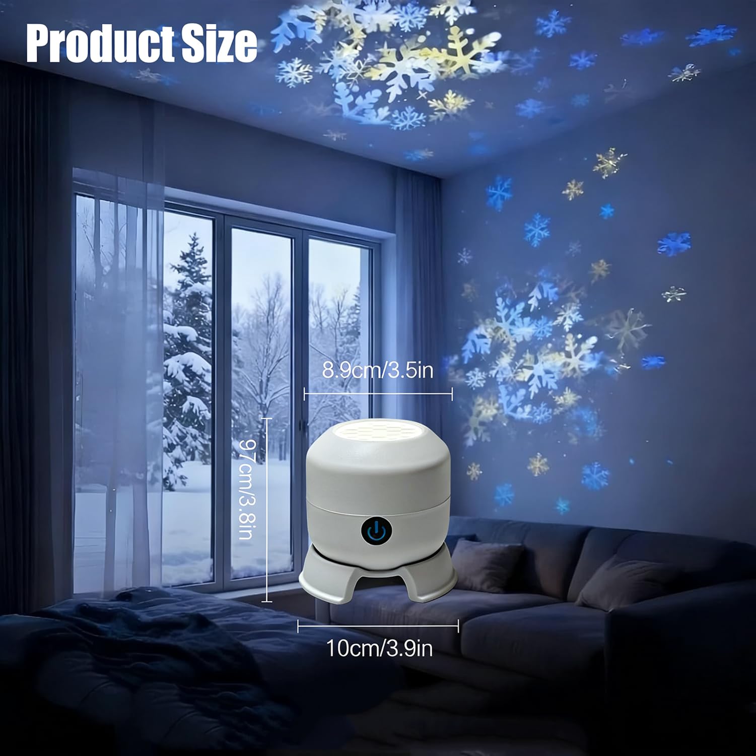 Dynamic Rotating LED Projector Light, USB Rechargeable LED Projector, Snowflake/Christmas/Oceans Dynamic Patterns, 360° Rotating Ocean Night Light Projector for Bedroom, Room Decor (Ocean) — view 7