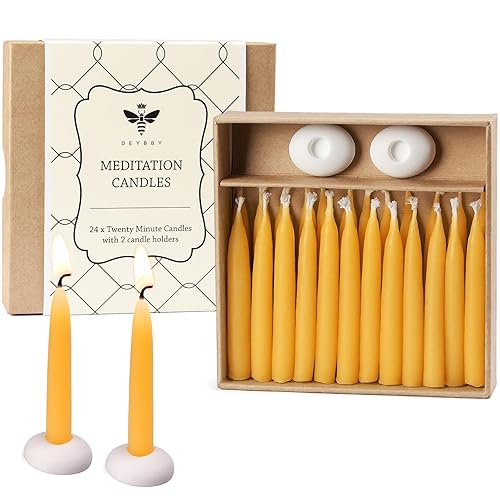 DEYBBY 20 Minute Beeswax Meditation Candles - 24pcs Mini Beeswax