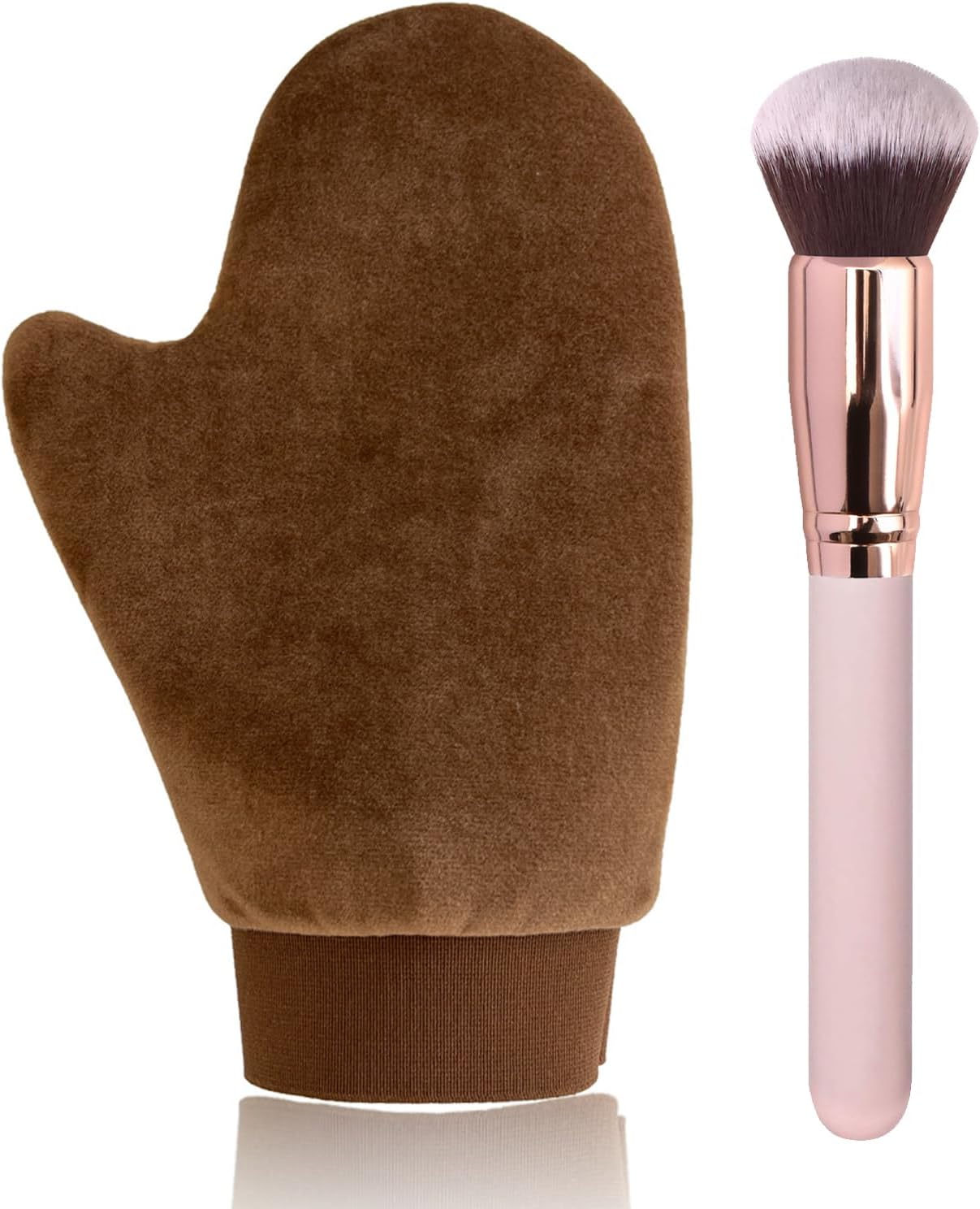 VNIHTT 2 IN 1 Self Tanning Mitt Applicator Kit Set,Self Tan Mitt,Self Tanning Glove and Self Tanner Brush,Sunscreen Brush- Tan Applicator for Sunless Self Tan for Face and Body,Hands,Legs(Brown)