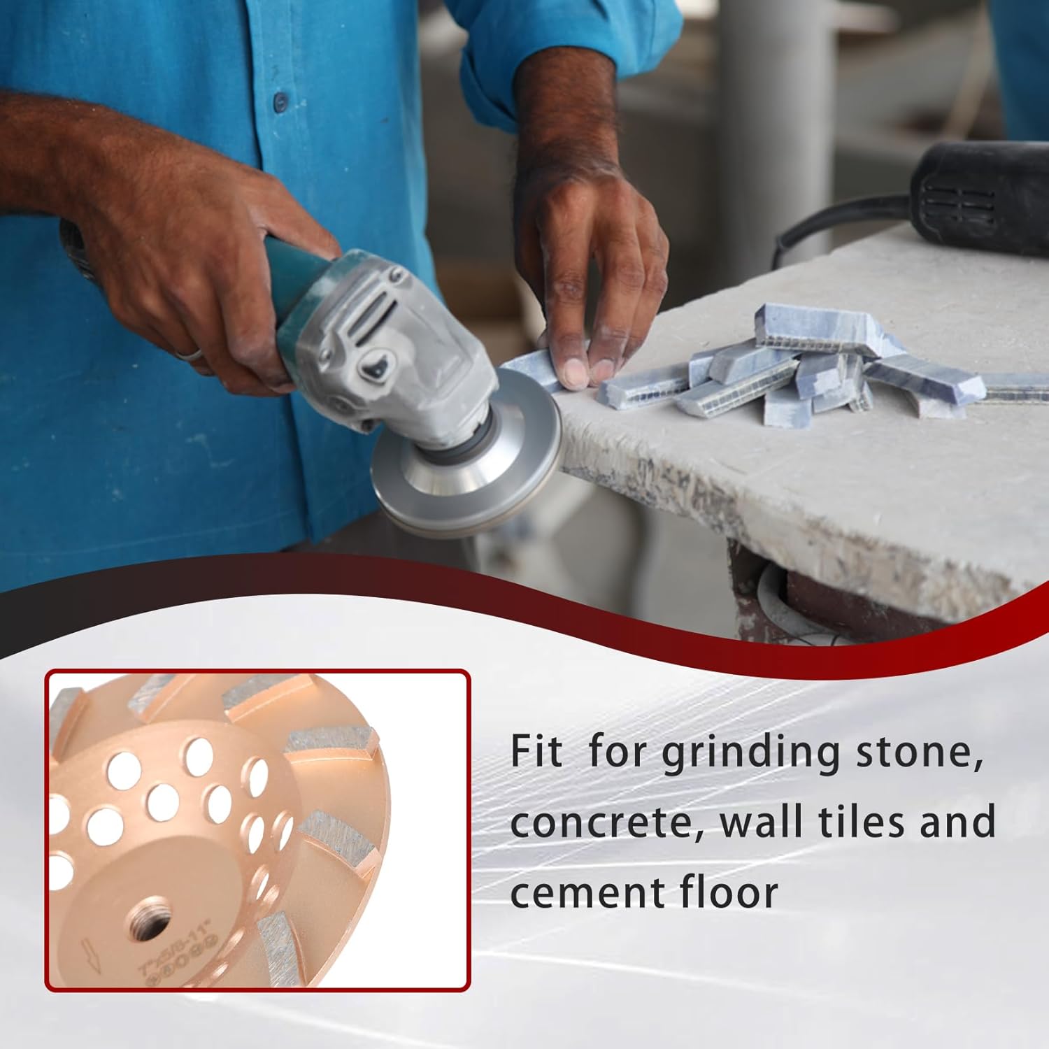 findmall 7 Inch 12 Turbo Diamond Segments 5/8 Inch -11 Arbor Grinding Wheels Diamond Cup Grinding Wheels Fit for Concrete and Masonry Available