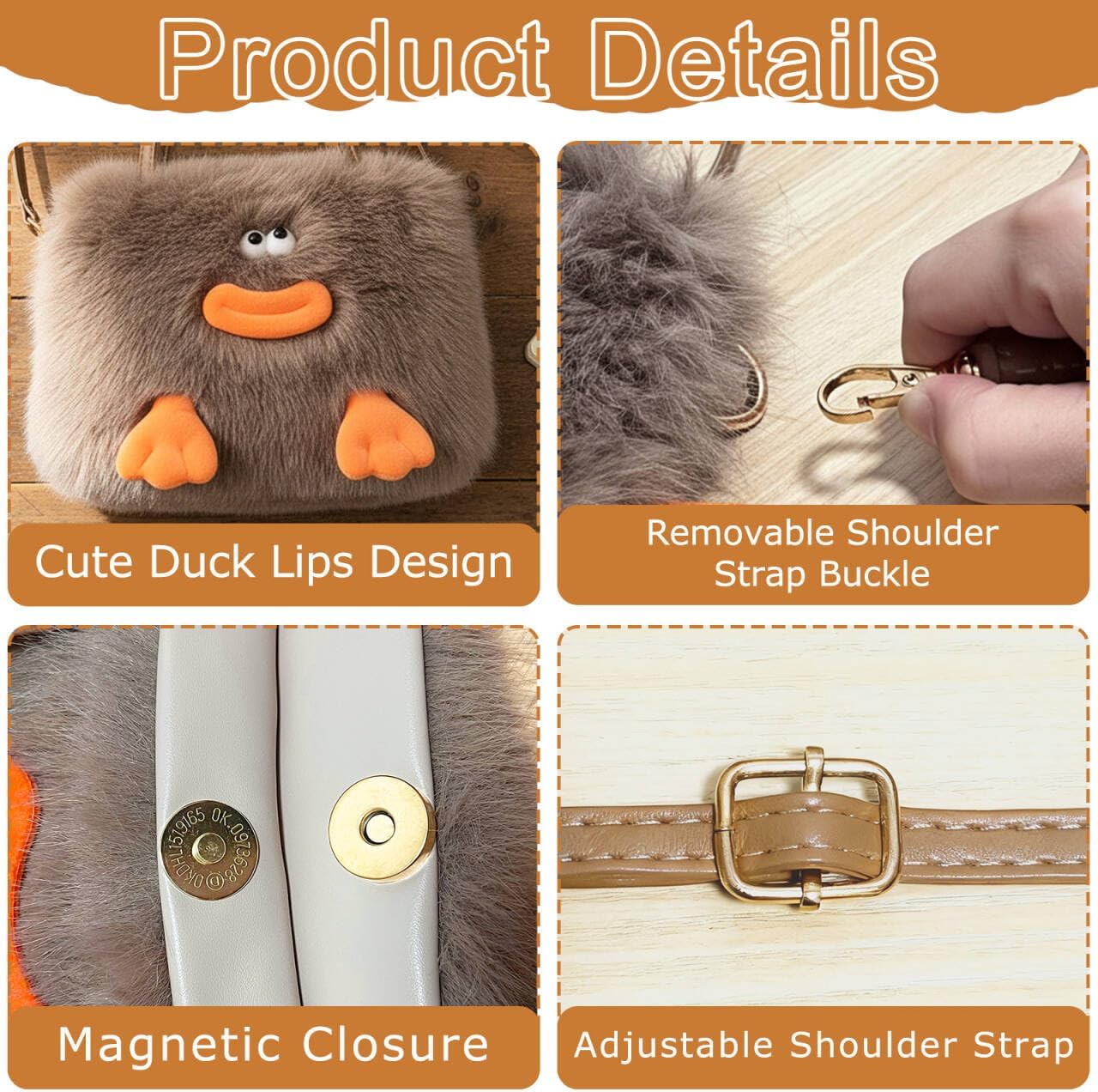 Funny Animal Handbags for Women Ladies Teen Girls - Cute Kawaii Plush Shoulder Crossbody Top-Handle Tote Bags Purse