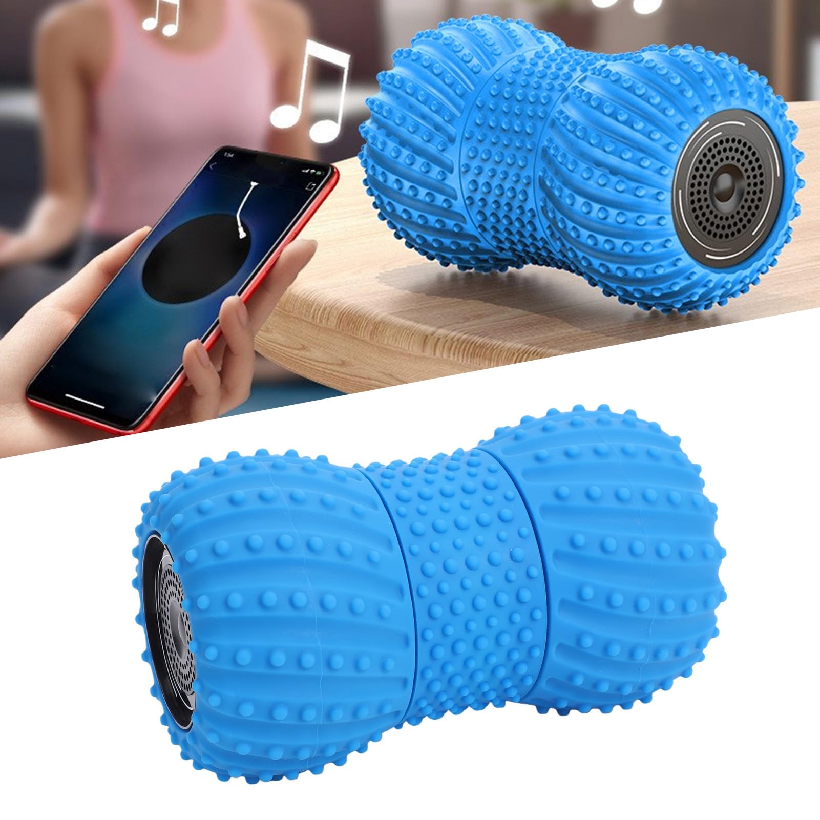 Bola de Masaje Vibratoria, en Forma de maní con Altavoz de 6 Modos para Recuperación Muscular y Masaje de Tejido Profundo