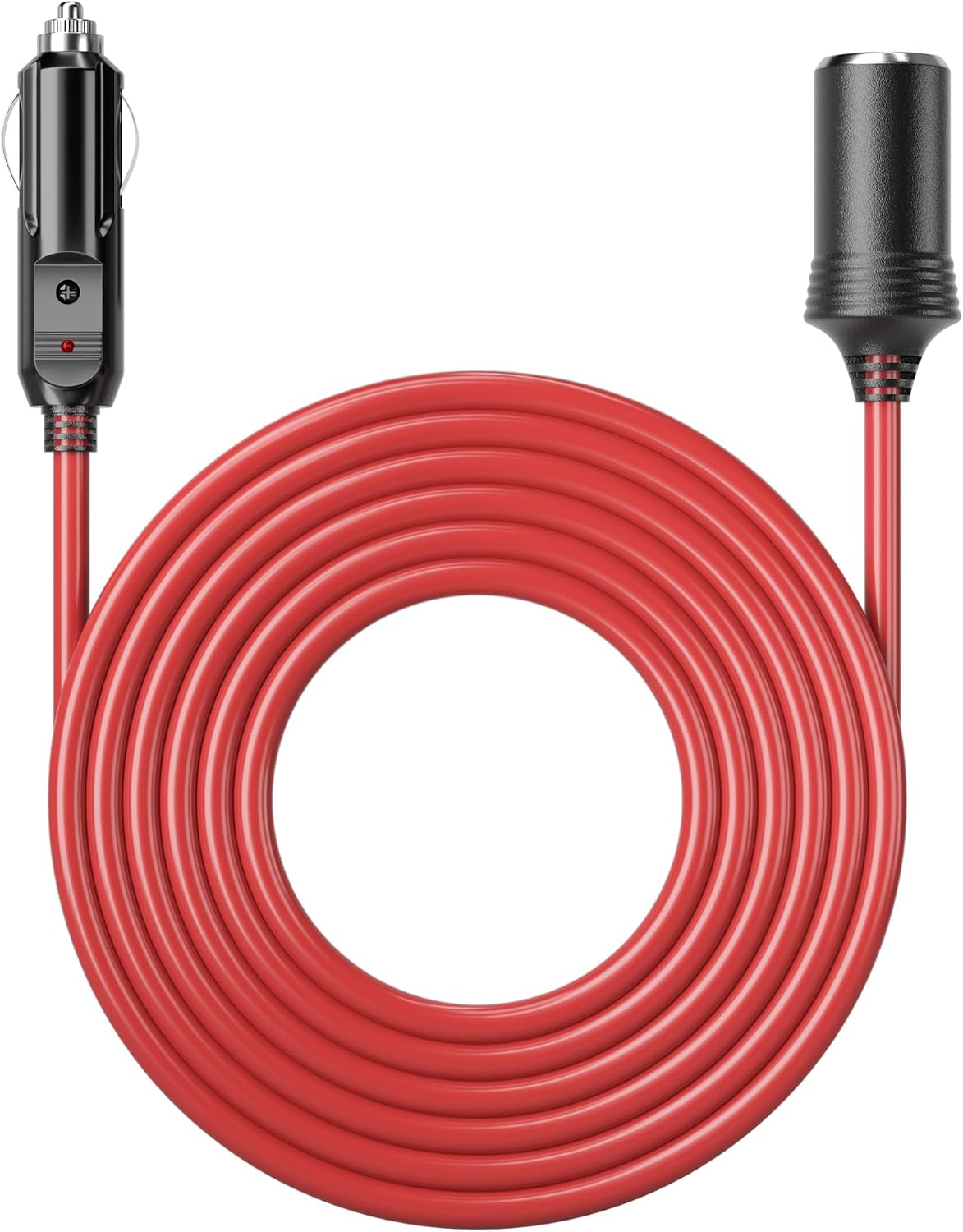 Energeaster 12FT 12V Cigarette Lighter Extension Cord 16AWG, Male to Female Socket 72W/6A Extension Cable with LED Light for Air Compressors, Mini Fridges, Car Vacuums and Other 12V Devices