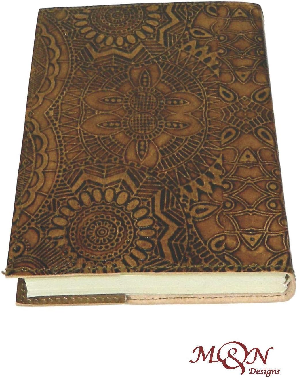 M & N Designs Handicrafted Mandala Embossed Tanned Leather Handmade Journal with Pockets For Your Special one
