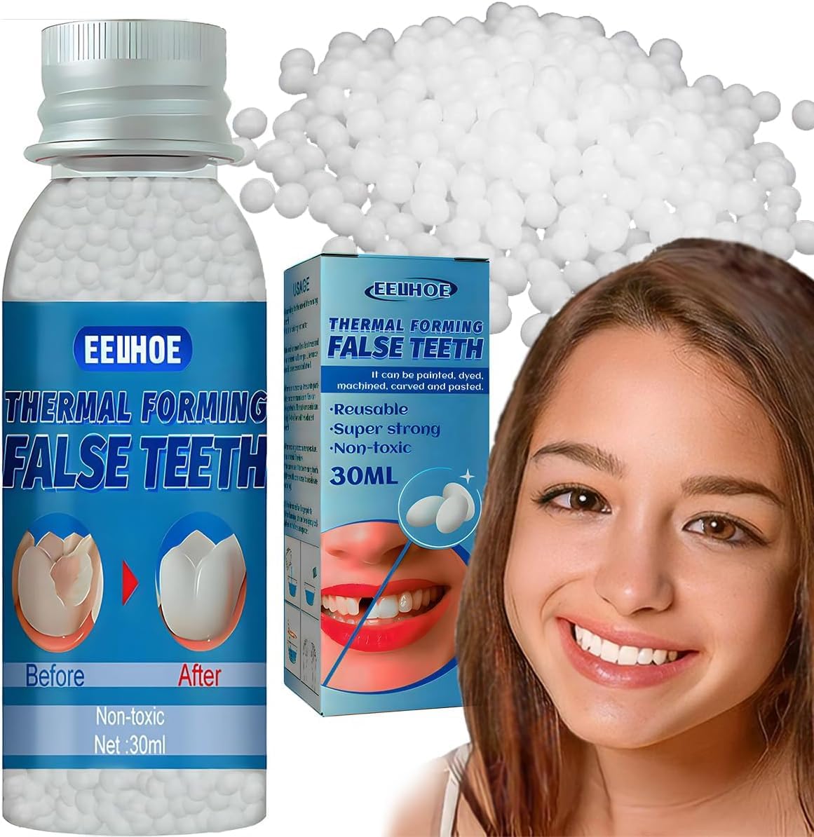 Fake Teeth Repair Kit, Provisional Fake Teeth Replacement Kit for Provisional Restoration ใ100% New 30Ml -1 Bottleใ
