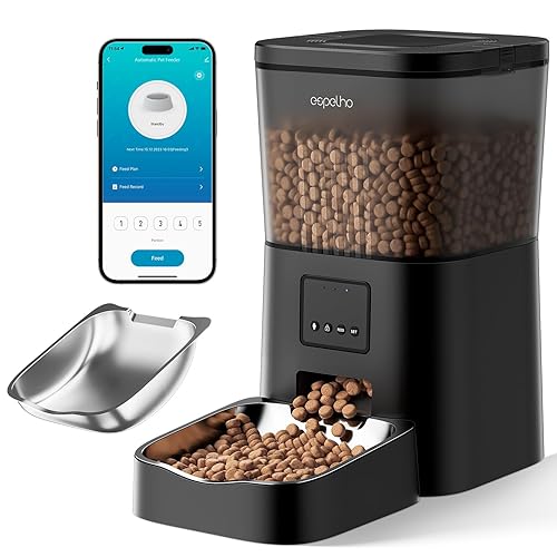 Espelho Automatic Cat Feeders WiFi: 2.4Ghz Smart APP Control- Timed Cat Food Dispenser with Desiccant Bag Keep Fresh for Indoor- Easy Set Up and Clean with Voice Recorder- Up to 10 Meals per Day - WiFi+ Stainless Steel Bowl