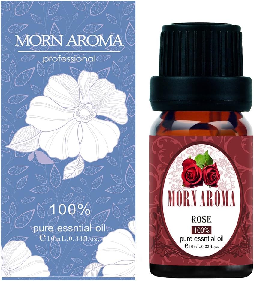 Rose Essential Oil 100% Pure Organic Therapeutic Grade by Morn Aroma -10 ml. Undiluted