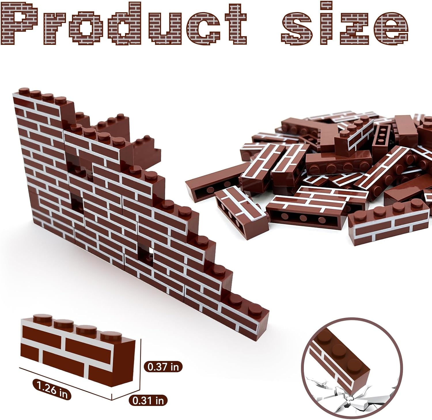 200PCS Classic Wall Building Bricks 1x4 Brown Color, Compatible with Lego Part, ABS material, Creative Building Sets for Home, School & DIY STEM Projects, Construction Toy for Kid Age 6 7 8 9 10 11 12