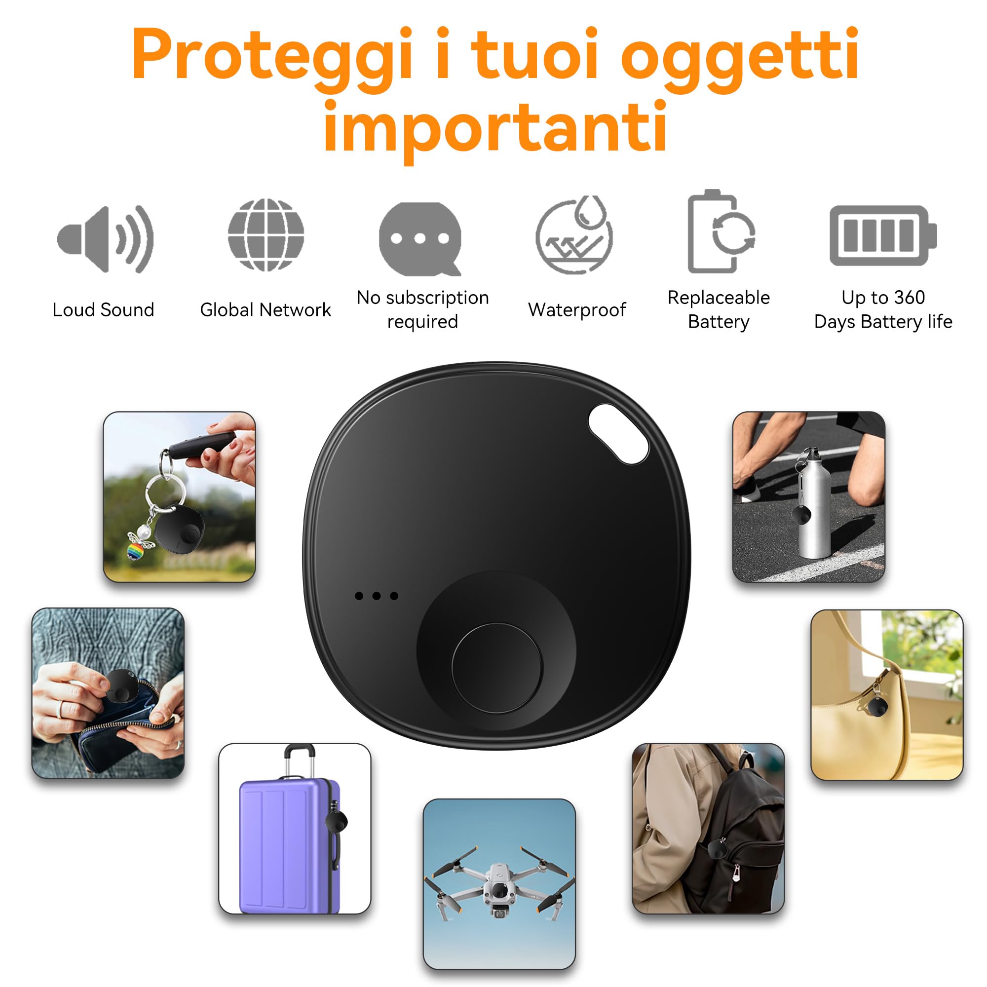 Smart Tag Bluetooth Localizzatore 4 Pezzi Air Tracker Android Compatibile Google Find Hub per Chiavi Bagagli Valigie Portafogli