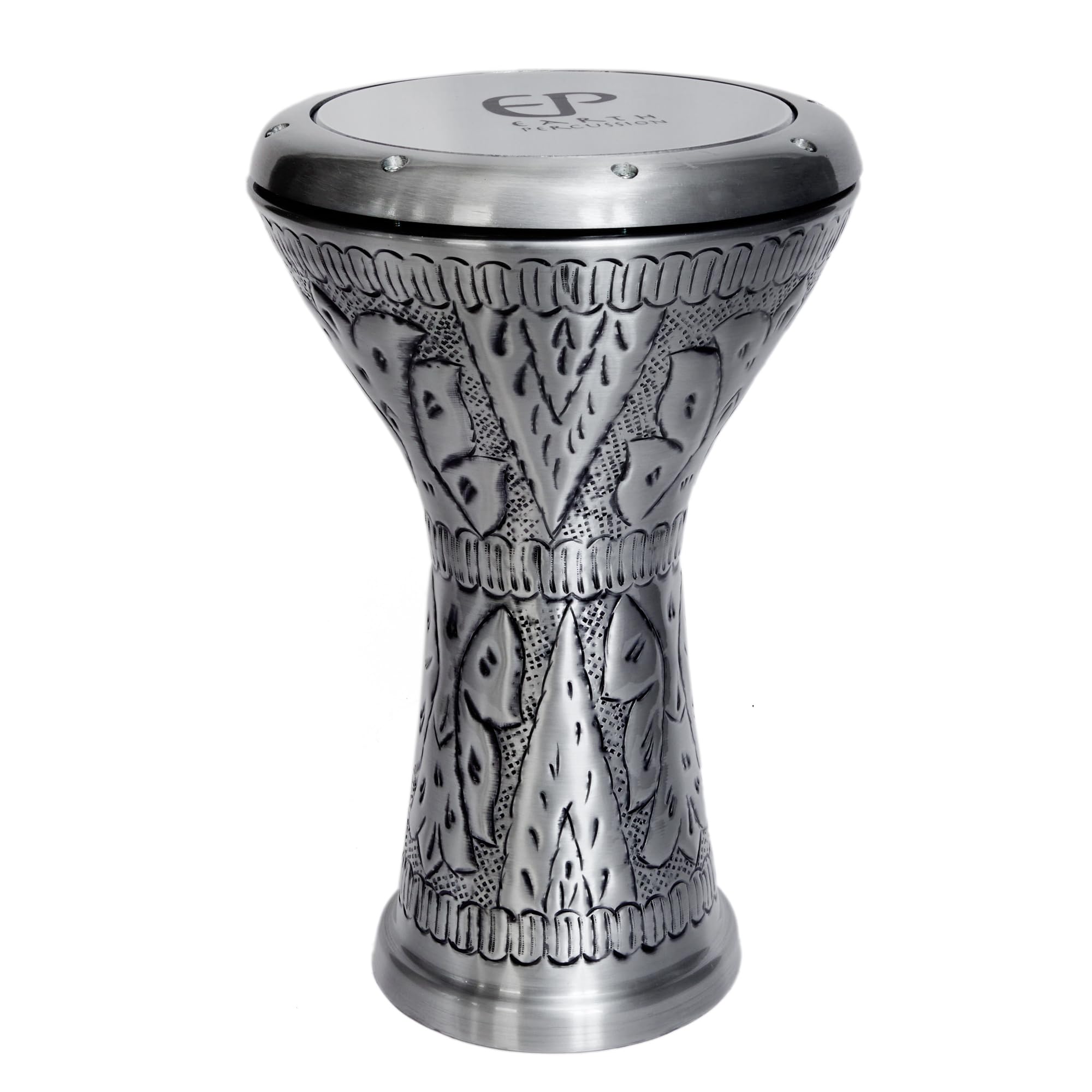 Darbuka Doumbek arabe gravé à la main, son riche, étui souple et clé d'accordage incluses