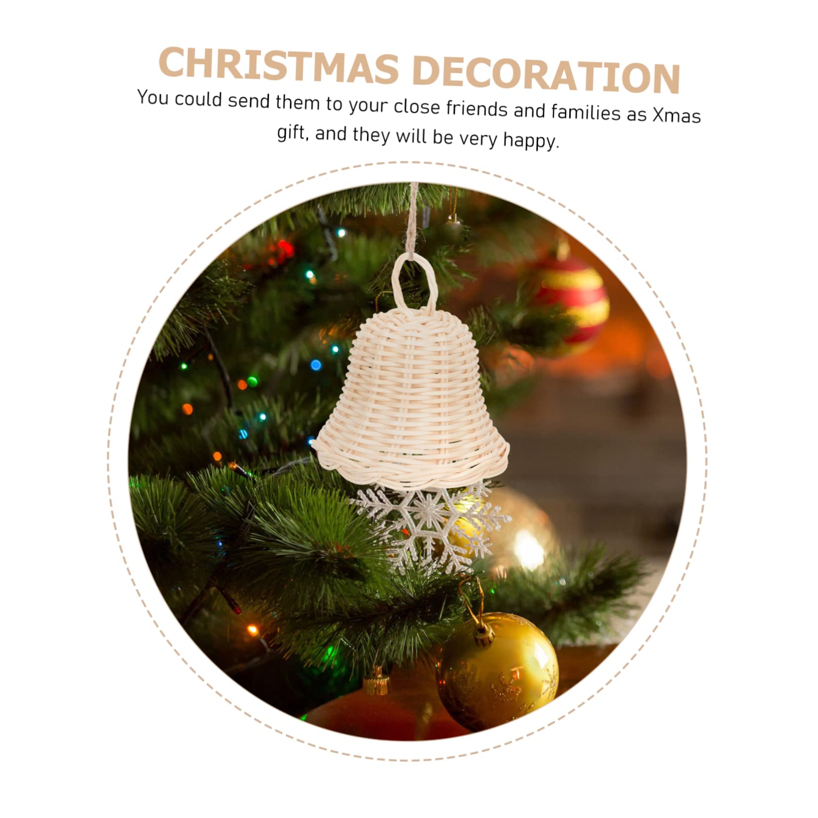 Ciieeo 5 Piezas Decoraciones Navideñas Colgante De Escena De Bricolaje Pequeñas Campanas De Navidad Adorno De Árbol De Halloween Campana De Vacaciones Campanas Pastando Mimbre Indonesio