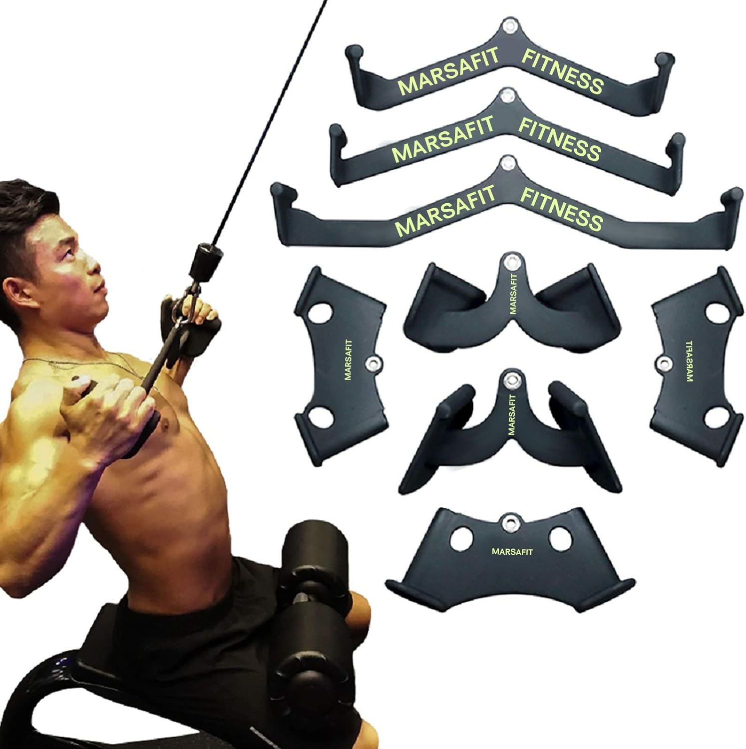 Home Gym Fitness Rowing T-bar V-bar Pulley Cable Machine Attachments, Bicep Curl Tricep Lat pulldown Bar Back Strength Training Handle Grips Lat Pull Down Bar Press Down Exercises (Length 8") : Sports & Outdoors