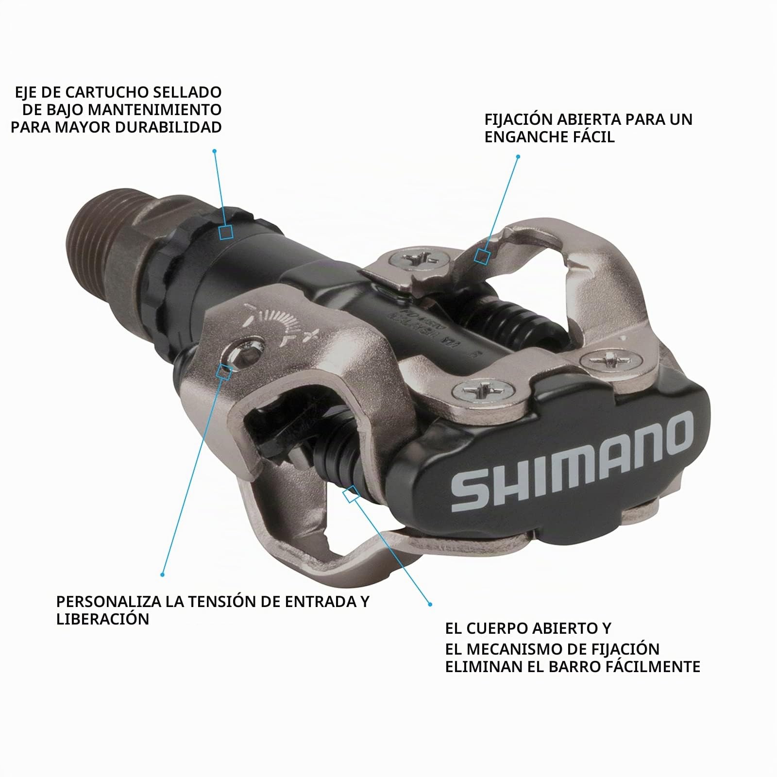 Pedales de MTB, Shimano, M520, SPD, negro