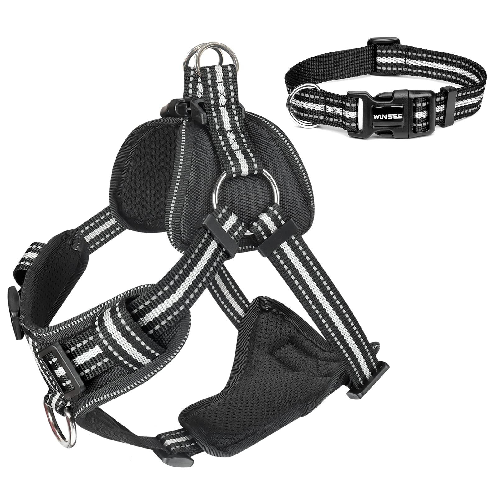 WINSEE No Pull Dog Harness, Step in Dog Harness with a Dog Collar
