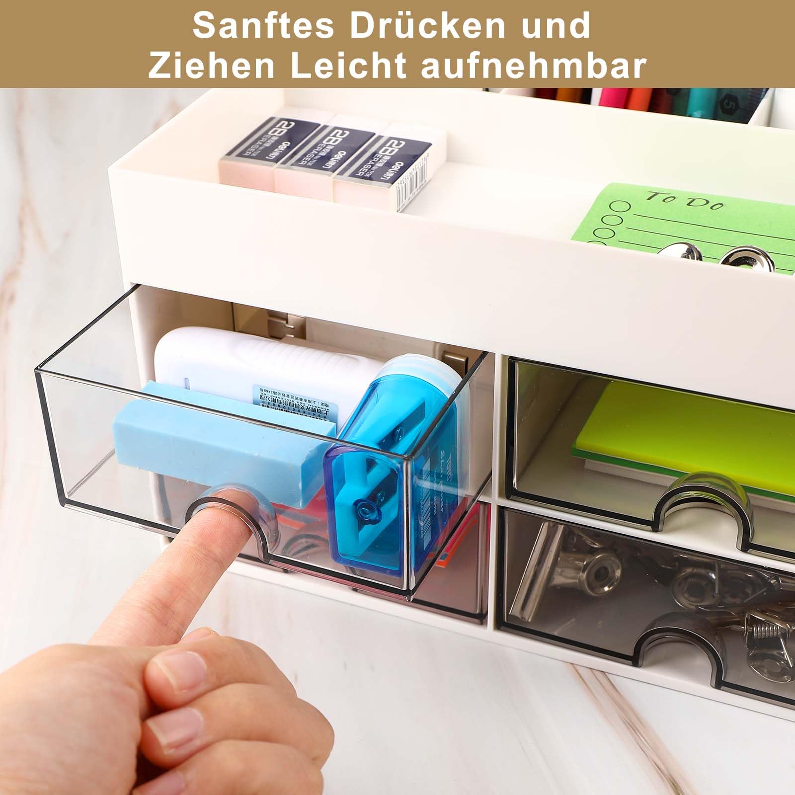 Organizador de Escritorio con 4 Cajones, Multifuncional para Oficina y Hogar