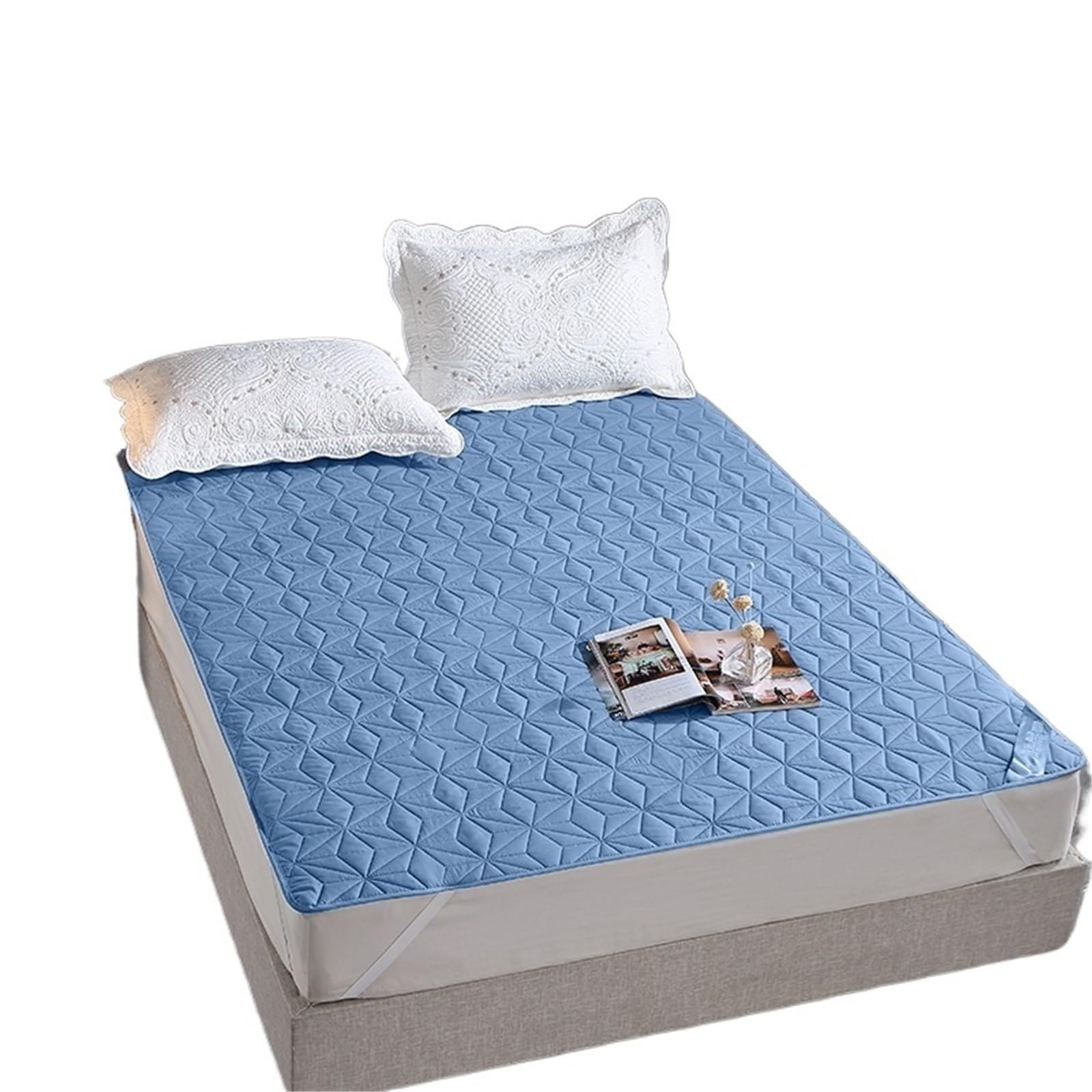 DAJGRHE Bedspread Waterproof King Size Bed Cover Quilted Mattress Pad Washable(Dark Blue,1pc 180x200cm)