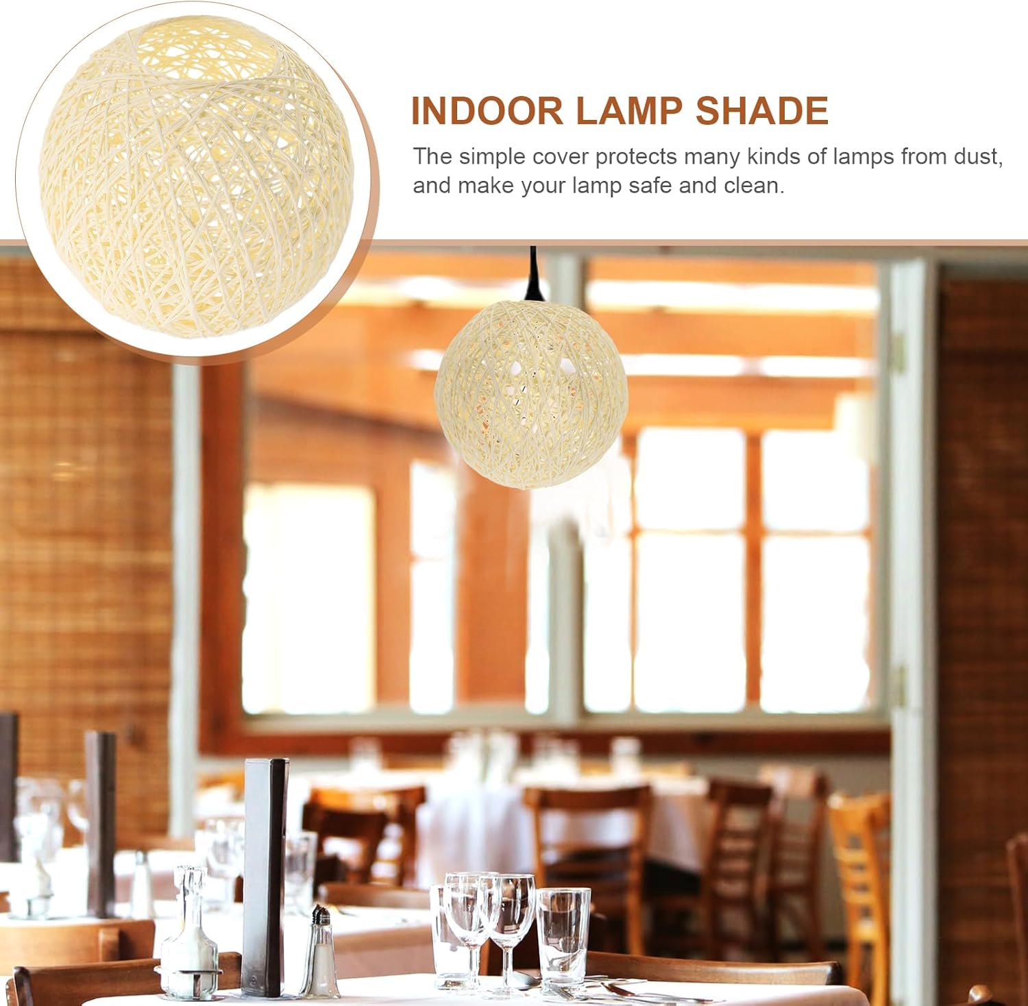 Garneck 3pcs Decorative Rattan Lampshade Creative Ceiling Light Shade for Living Room Bedroom Office Woven Design for Cozy Atmosphere Safe Material