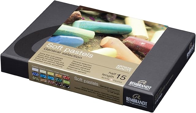 Rembrandt Soft Pastel Cardboard Box Set - 15 Half Stick General Selection - Art Supplies