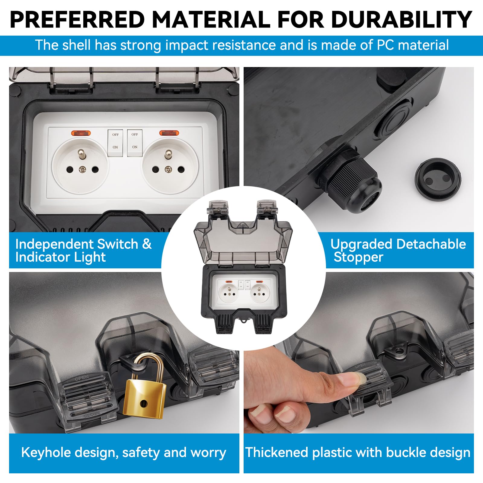 Waterproof Socket Size Dual Outdoor Lighting Sockets Waterproof IP66 Outdoor Socket With