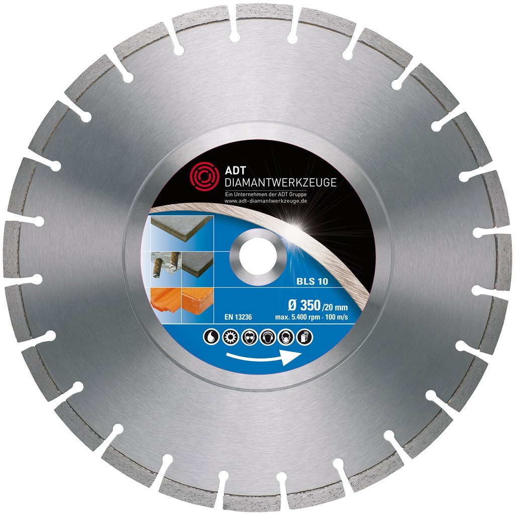 Disco de corte de diamante para hormigón BLS 10 estándar, diámetro 400 mm, 22,2 mm