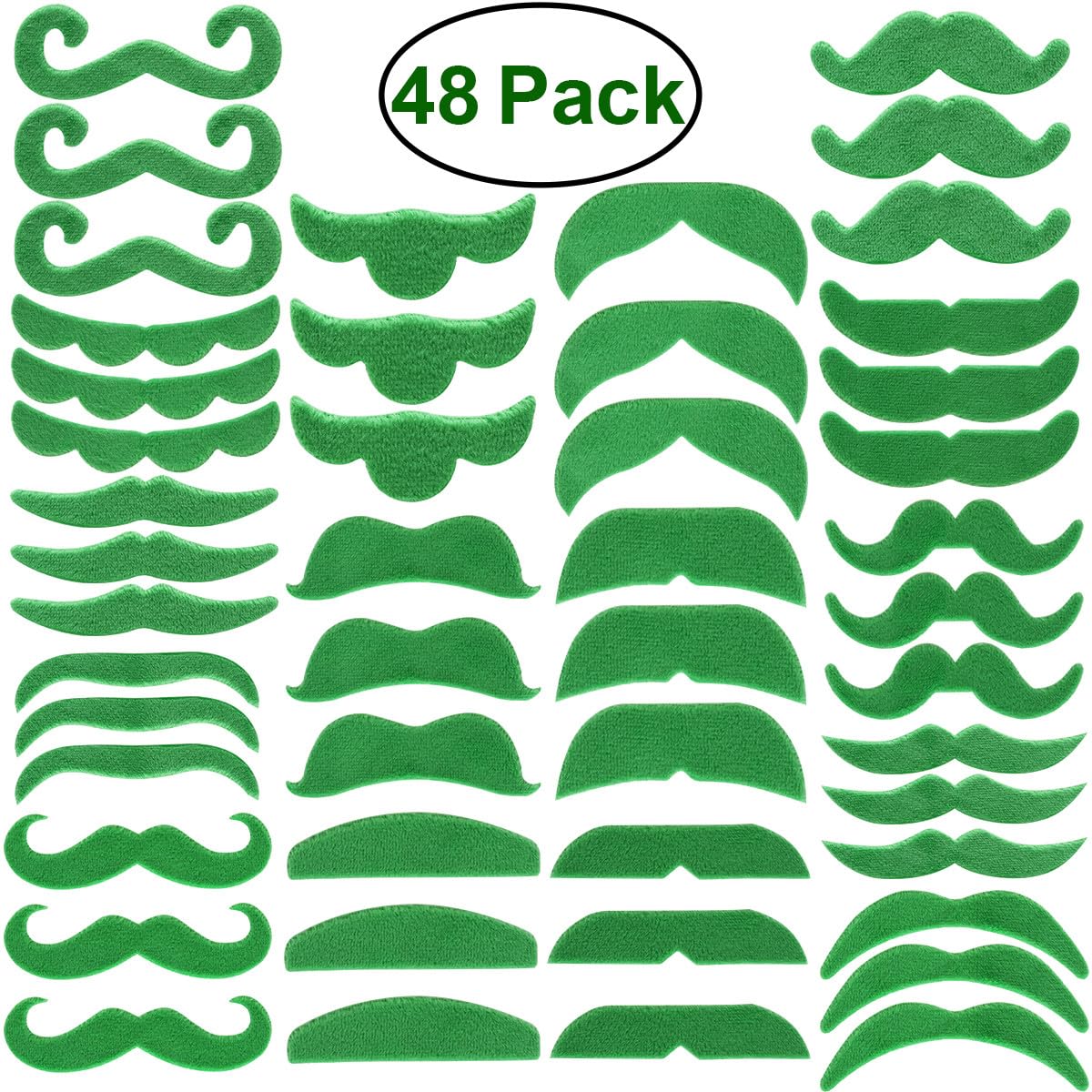 ULTECHNOVO Lot de 48 Fausses Moustaches Vertes Et Oranges pour La Saint-Patrick, Autocollantes, Accessoires de Fête.