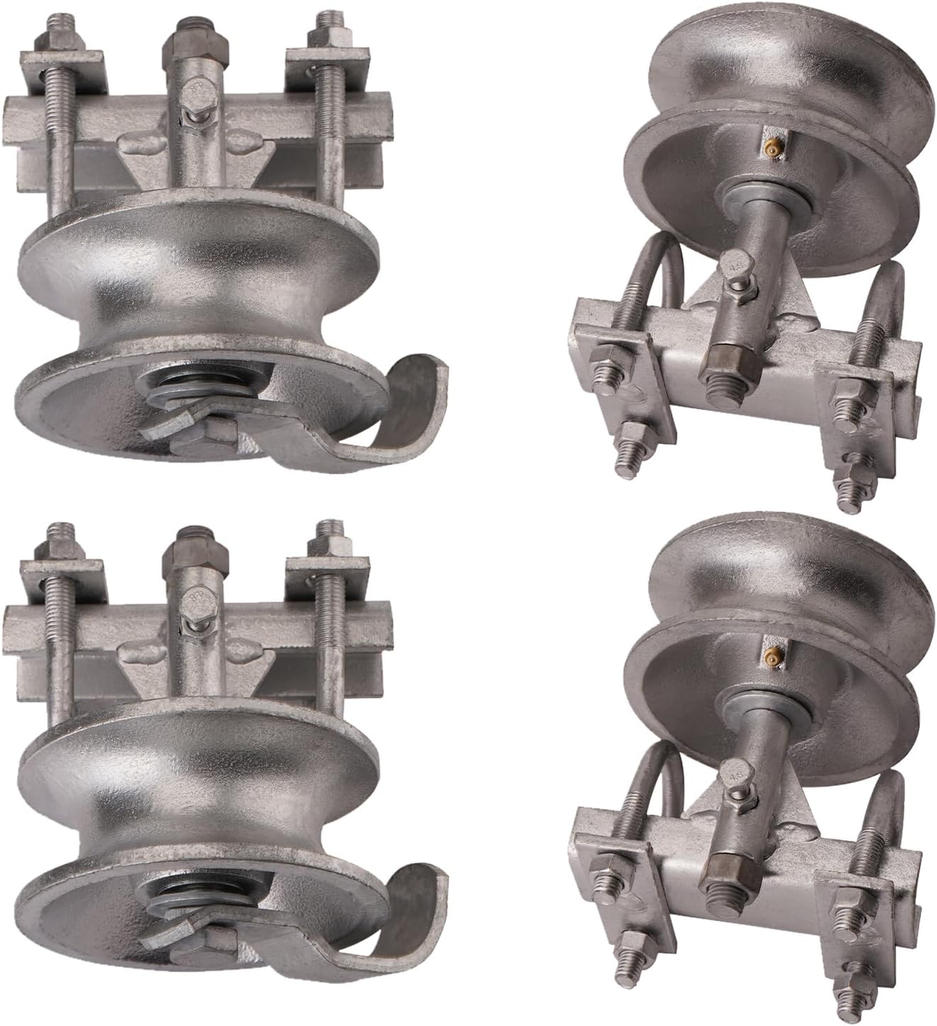 Sliding Gate Rollers, 5" Rear Pipe Track Wheels for Chain Link Sliding Gates, 1 7/8" Round Post, 1 7/8" or 1 5/8" for Chain Link Fence Gate Frame, Single U - Pack of 4