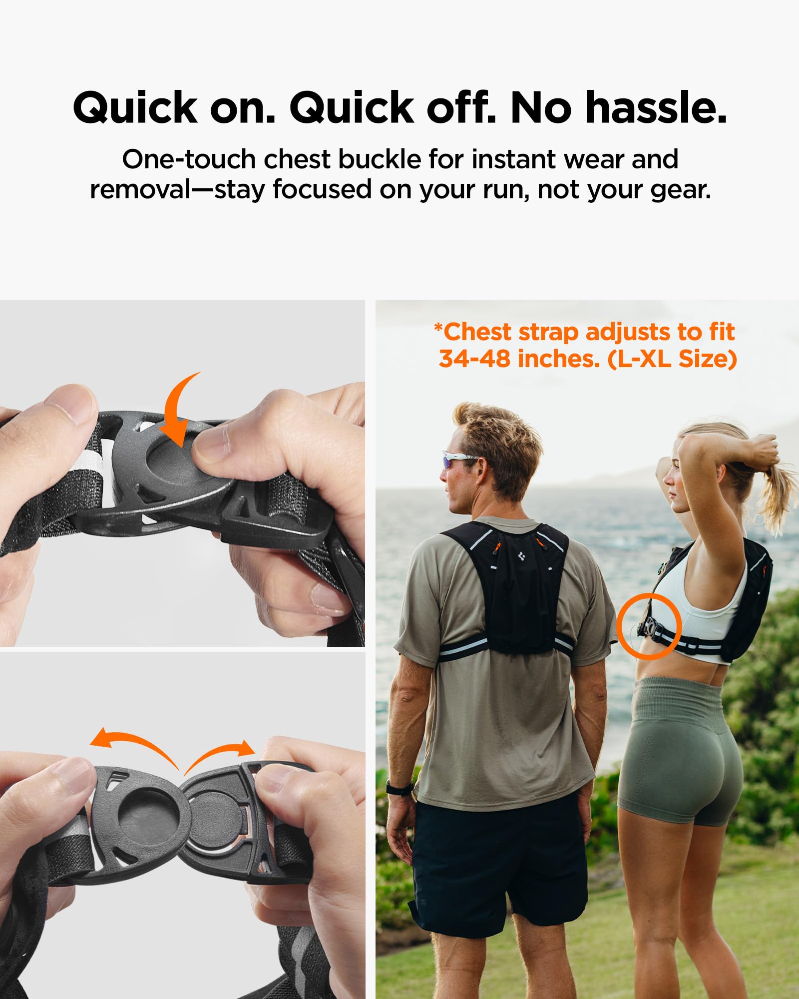 Spigen Dynamic Shield A720 Gilet da Corsa Leggero, Zaino da Corsa, Bande Riflettenti, Compatibile con Smartphone Fino a 6,9”, Leggero e Vestibilità Sicura - Nero (L-XL)