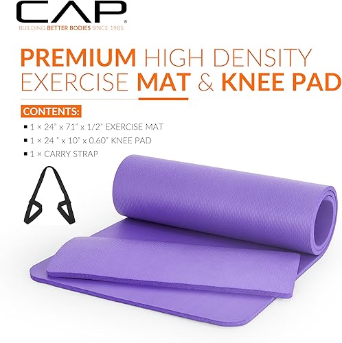 Miniatura 2 de CAP Barbell Colchoneta de yoga y ejercicio de alta densidad de 1/2 pulgada con correa | Múltiples opciones Púrpura,Negro,verde