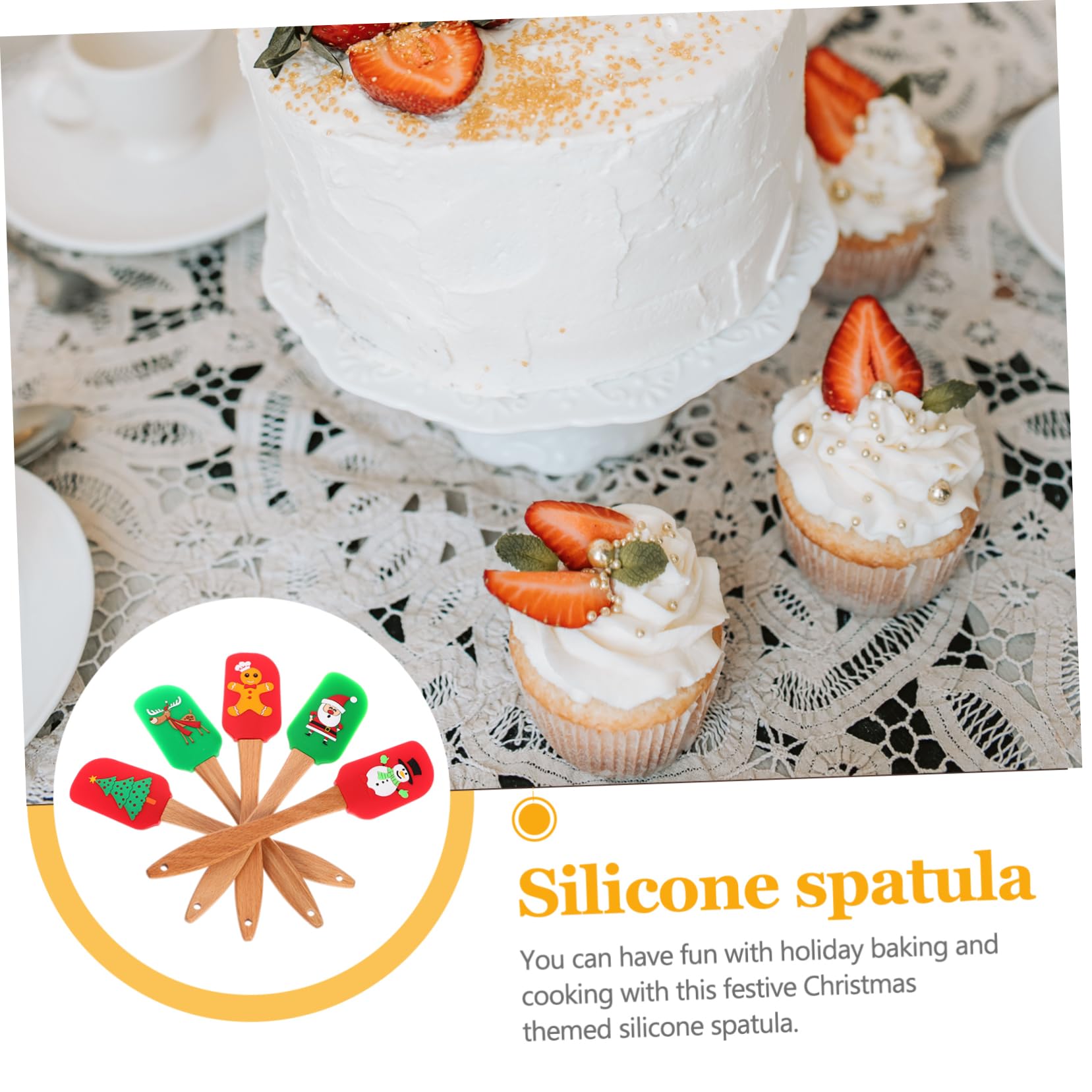 5piezas Espátulas De Reutilizables Para Repostería De Herramientas De Cocina Para Decoración De Tartas y Pasteles Utensilios De Navidad Diseño y Práctico