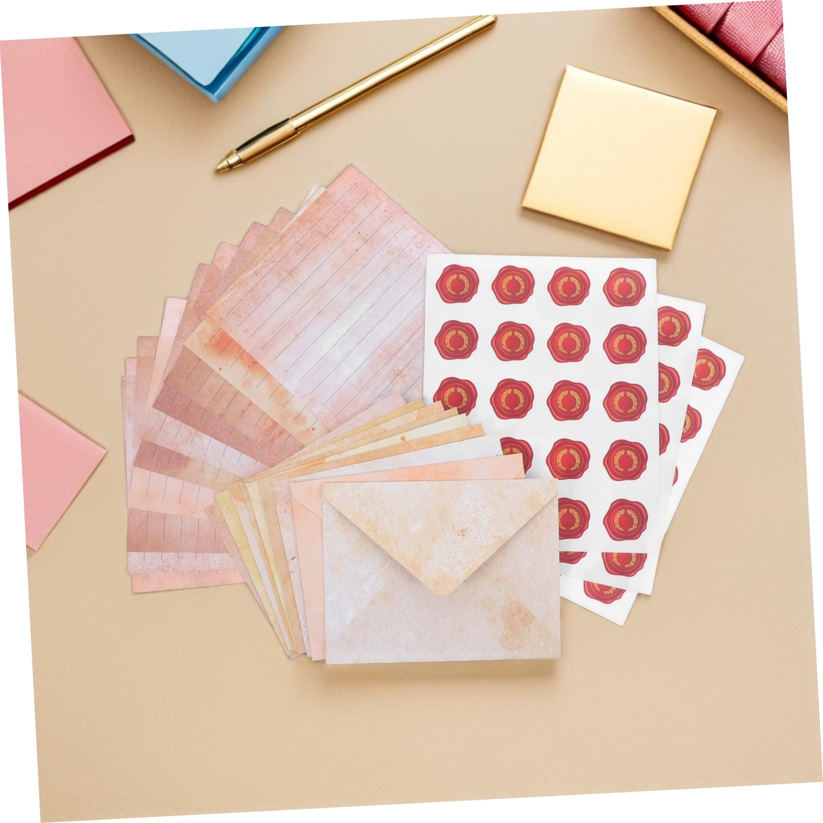 SHINEOFI 100juegos Membretes Vintage para Escribir Cartas y Sobres de Cartas Vintage con Pegatinas para Papelería y Papel de Escribir