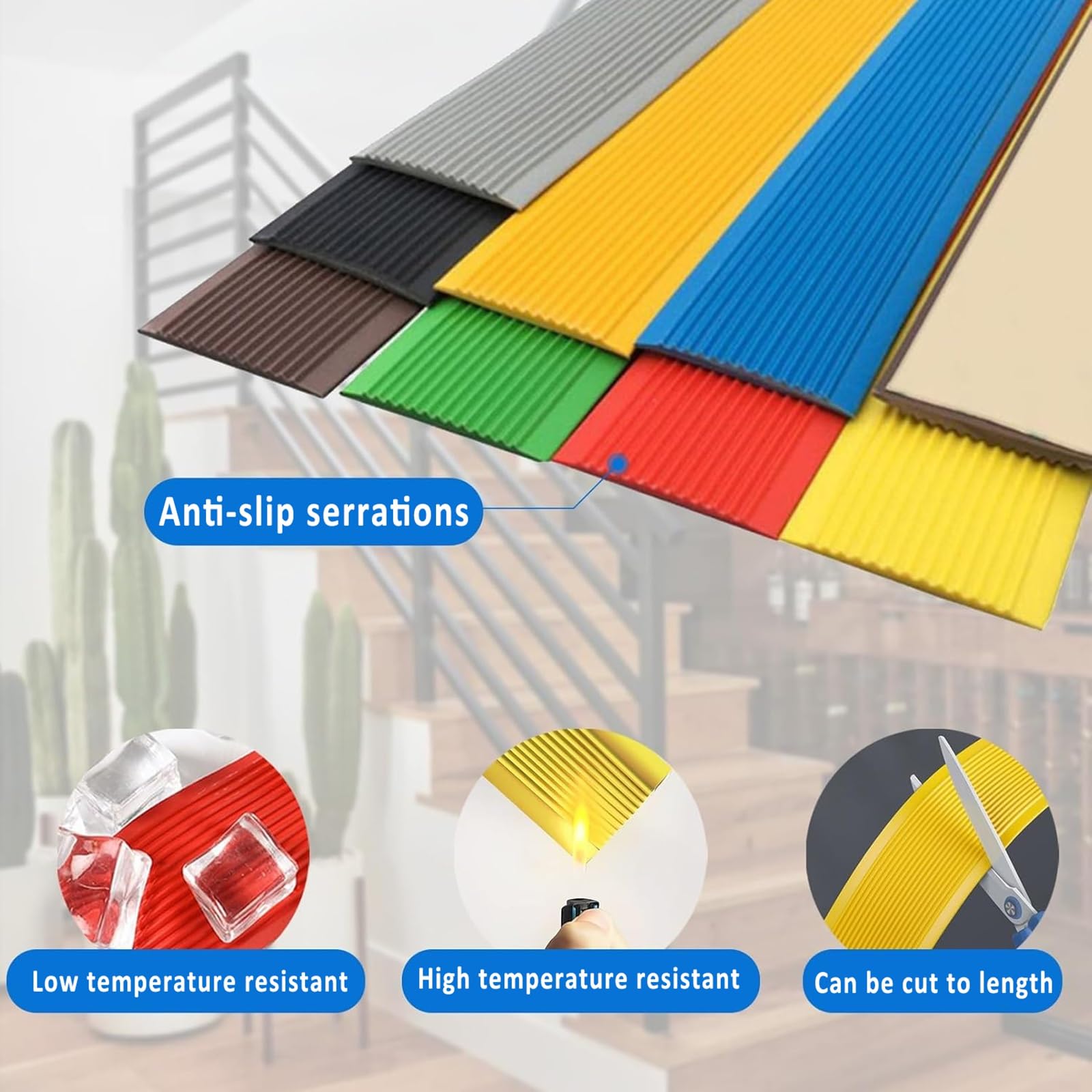 Strisce Antiscivolo Per Scale, Striscia Di Transizione Per Gradini, Protezione Autoadesiva Per Bordi Scale, Nastro Di Sicurezza In Pvc Impermeabile Per Gradini Antiscivolo Per Asili, Hotel(Orange,6cm*