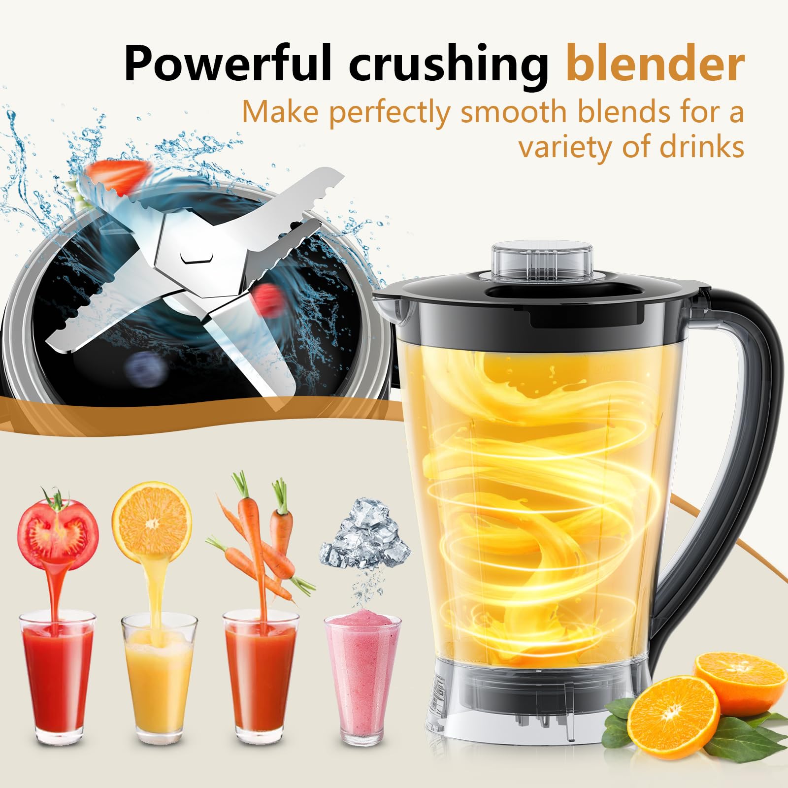 Howork Food Processor 1500W, Großes Fassungsvermögen Multifunktion, Zum Zerkleinern, Schneiden, Hacken, Mahlen, Smoothies, Hacken, Füllen und Teig, Edelstahl Schwarz