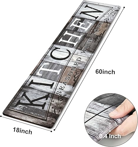 Miniatura 4 de ASPMIZ Alfombra de pasillo de cocina de granja para pasillos, tapete de madera antideslizante para la lavandería, impermeable, antifatiga, tapete