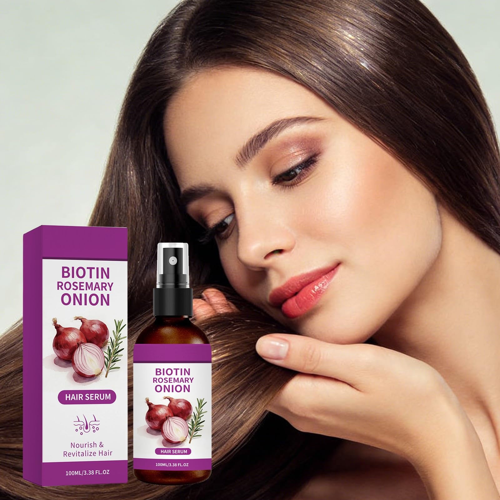 Onion Biotin Rosmarin Hair Serum Spray, Zwiebelshampoo Biotin Wachstumspflege dickeres Haar Verdickt Revitalisiert das Haar Pflegespray Wash Free Hairs Cares Oil Sprays, Frizz ease serum (8pcs)