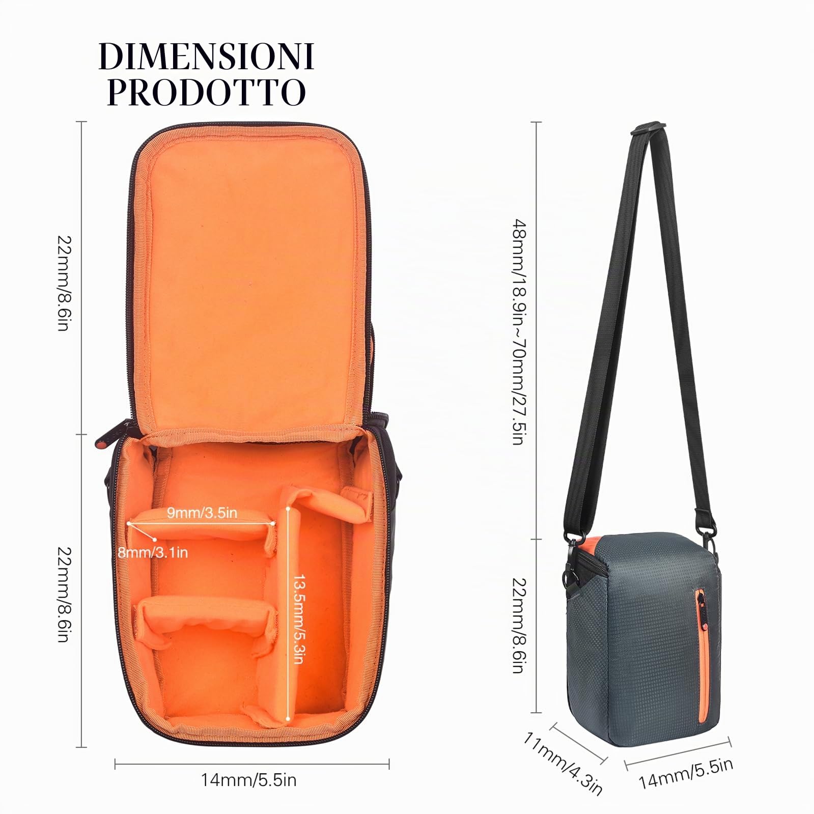 FOSOTO Borsa per fotocamera SLR Borsa per fotocamera compatta senza specchio Borsa a tracolla per fotocamera impermeabile compatibile con Canon EOS M50 R50 M100 Sony A6400 A6000 Nikon Z fc Fujifilm