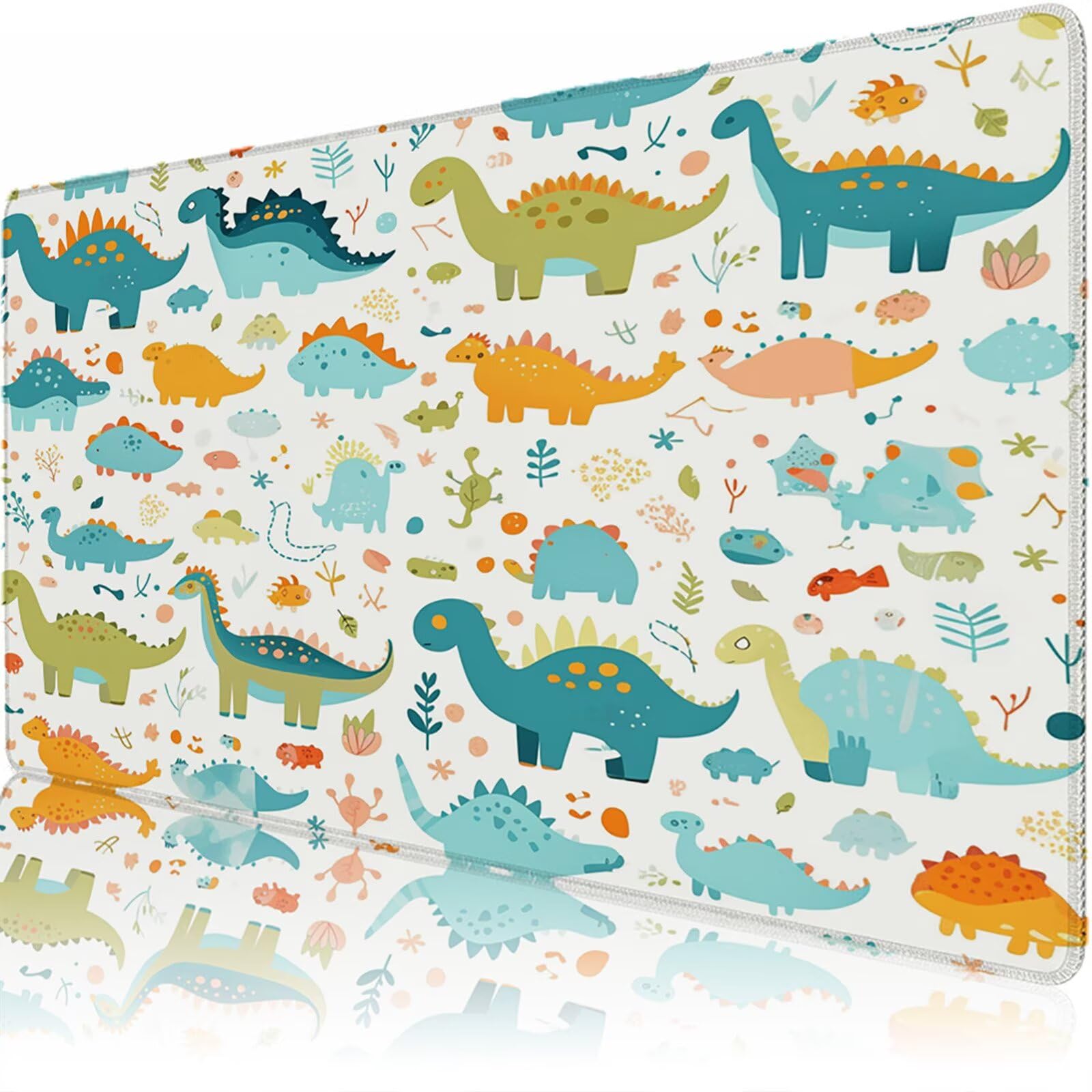 Alfombrilla Escritorio Grande 1200 x 600 x 3 mm, Alfombrilla Ratón Gaming XXL, Dinosaurio Tapete de Ordenador , Base Antideslizante y Bordes Reforzados, Impermeable Desk Mat (Dibujos Animados) L-x4374