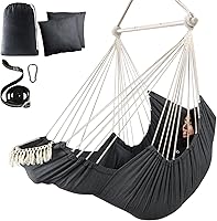 Chihee Hammock Chair with Foot Rest, 2 Cushions - 500lbs Capacity, Collapsible Metal Spreader Bar, Portable Cotton Swing Seat