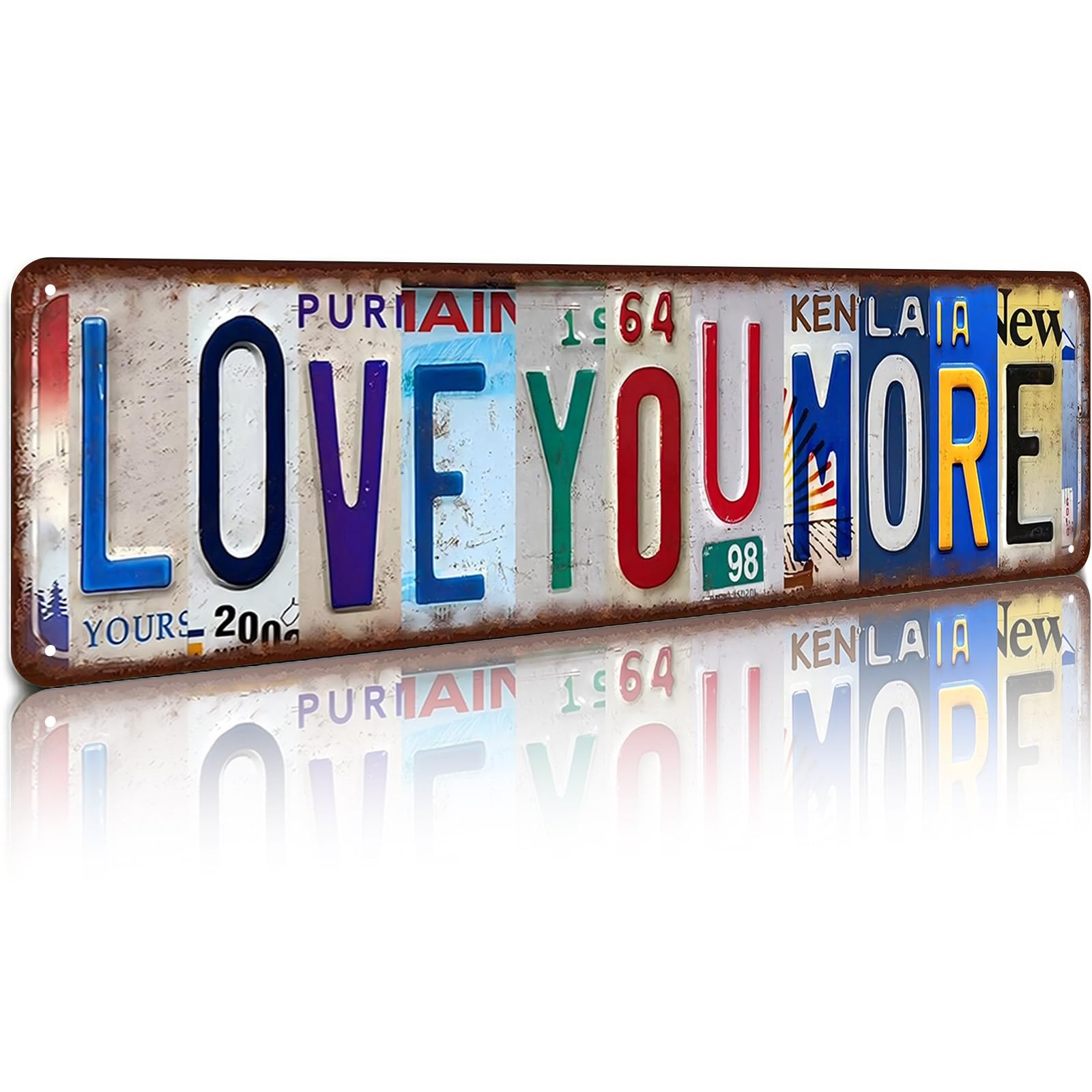 Peiyeety A008 Vintage Metal Tin Sign Love You More Retro Street Sign, Rustic Wall Decor For Home, Love, Man Cave, Garage, Kitchen, Office, Farmhouse, Patio, Garden, Porch, 4 * 16 Inch