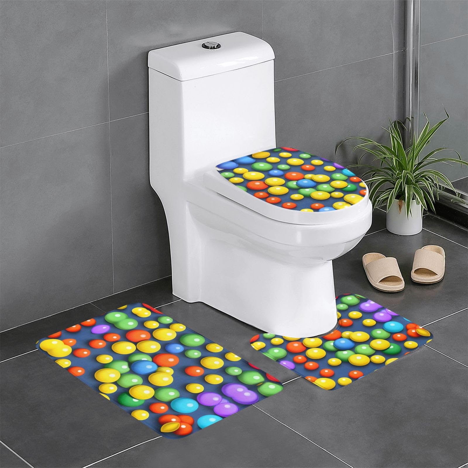 Tapis de salle de bain antidérapants lot de 3 pour éviter les glissades aux toilettes