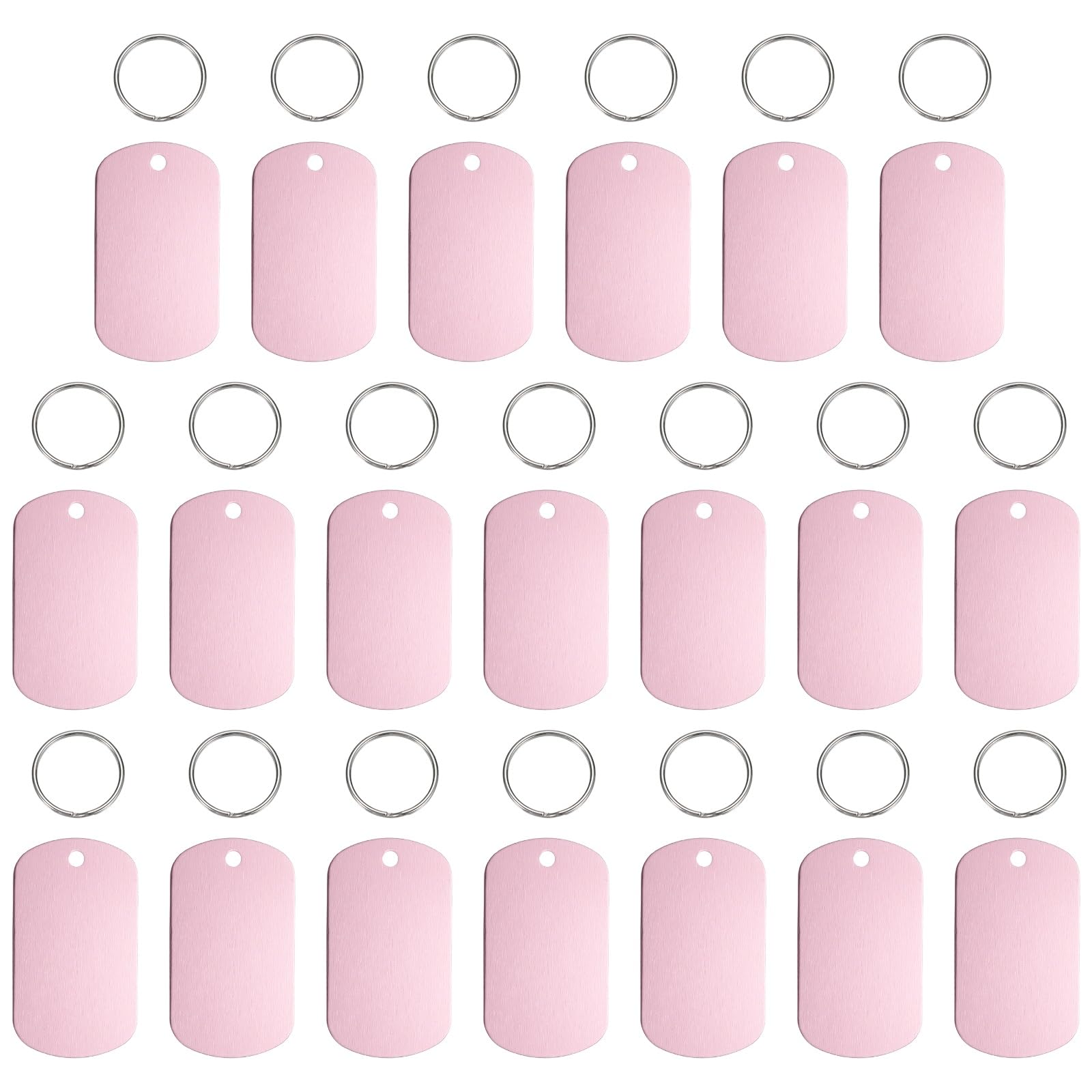 sourcing map Pet ID Tags, Personalized Dog Cat Tag Stainless Steel Aluminum Rectangle Engraved Blank with Key Ring 50 x 29mm, (Pink, 20 Pcs), Intended for Dog/Cat/Name/Pendant Crafts