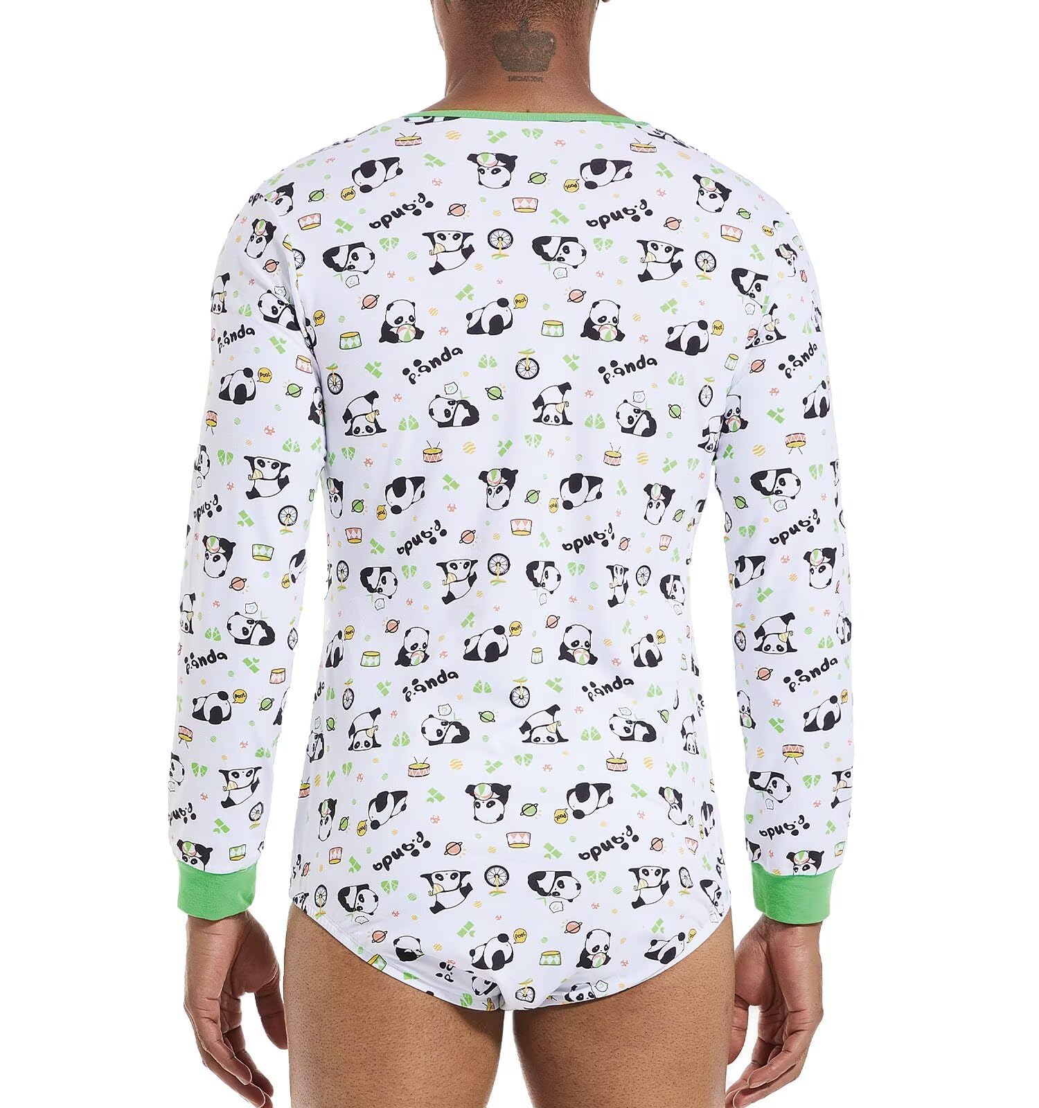 Landofgenie Langarm Body mit Vollflächenprint aus Baumwolle Atmungsaktiver Bequemer Onesie für Haus & Freizeit