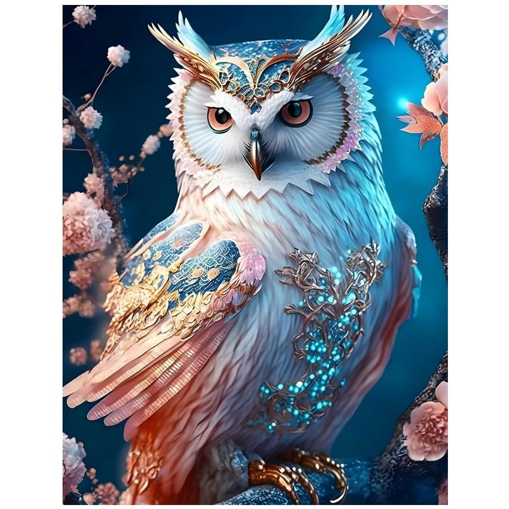 5D Diamond Art Painting Kits for Adults, owl Diamond Art Kits Adult s, Crystal Art Kits for Adults, DIY Cross Stitch Arts Crafts Pictures Embroidery Kit for Beginner Home Wall Decor 30x40cm