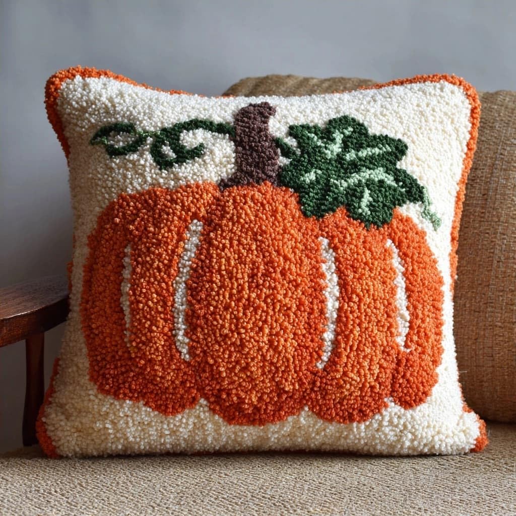 Henypt Latch Hook Cushion Kits Pumpkin