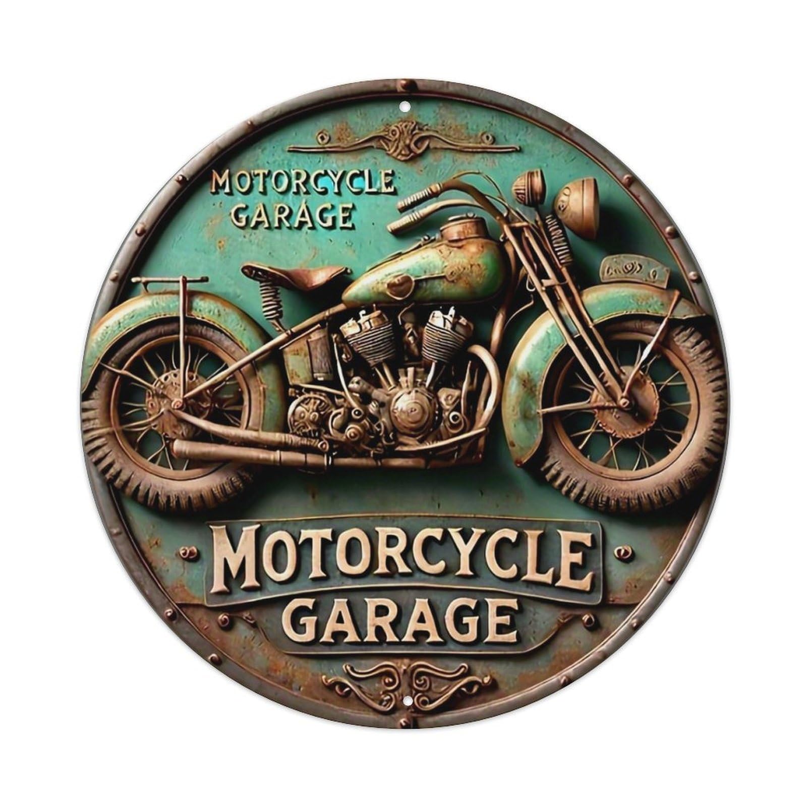 Vintage Motorcycle Garage Sign Design Tin Sign Metal Poster Vintage Metal Signs for Home Man Cave Bar Cafe Kitchen laundry room Wall Decorations 8x8 inches