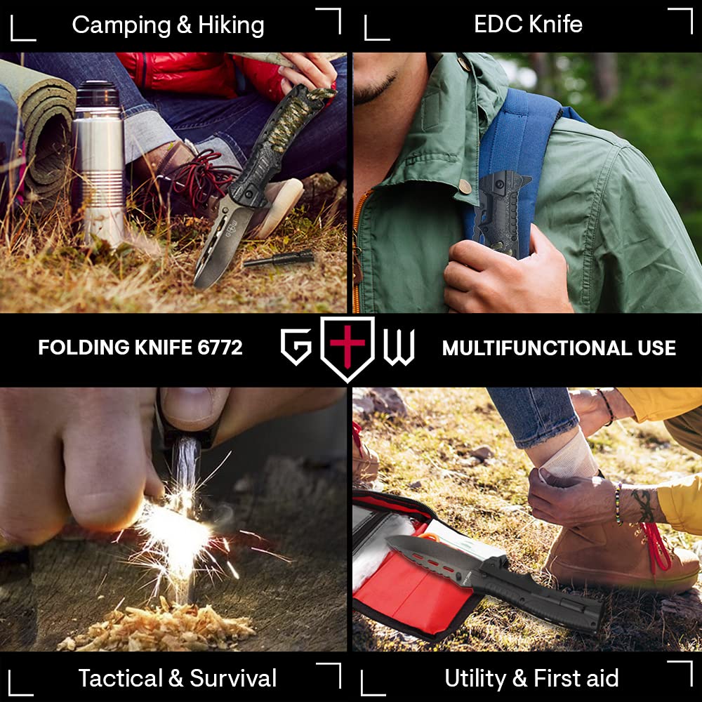 Pocket Knife Tactical Folding Knife Spring Assisted Knife with Fire