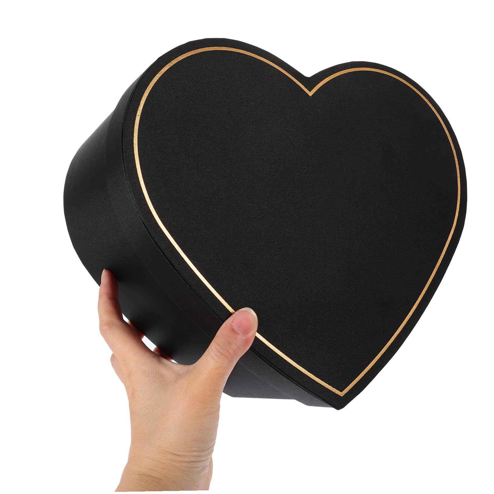 WATIIFUFU Herzförmige Geschenkbox Schwarz mit Deckel aus Stoff in Herzform für Abschlussfeier und Hochzeit als Leere Karton Geschenkbox