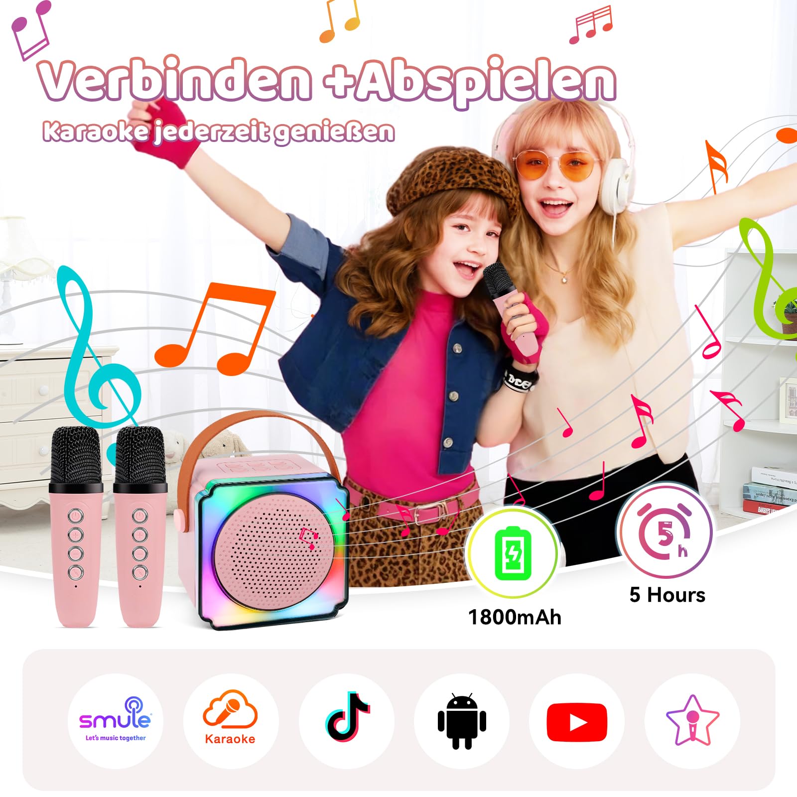 Osikay Geschenk Mädchen 4 5 6 7 8 Jahre: Karaoke Maschine Spielzeug ab 3-12 Jahre Mädchen Geschenke 6-7-8-9-10-11 Jahre Bluetooth Mikrofon Geburtstagsgeschenk für Kinder Spielzeug 4-6 Jahre