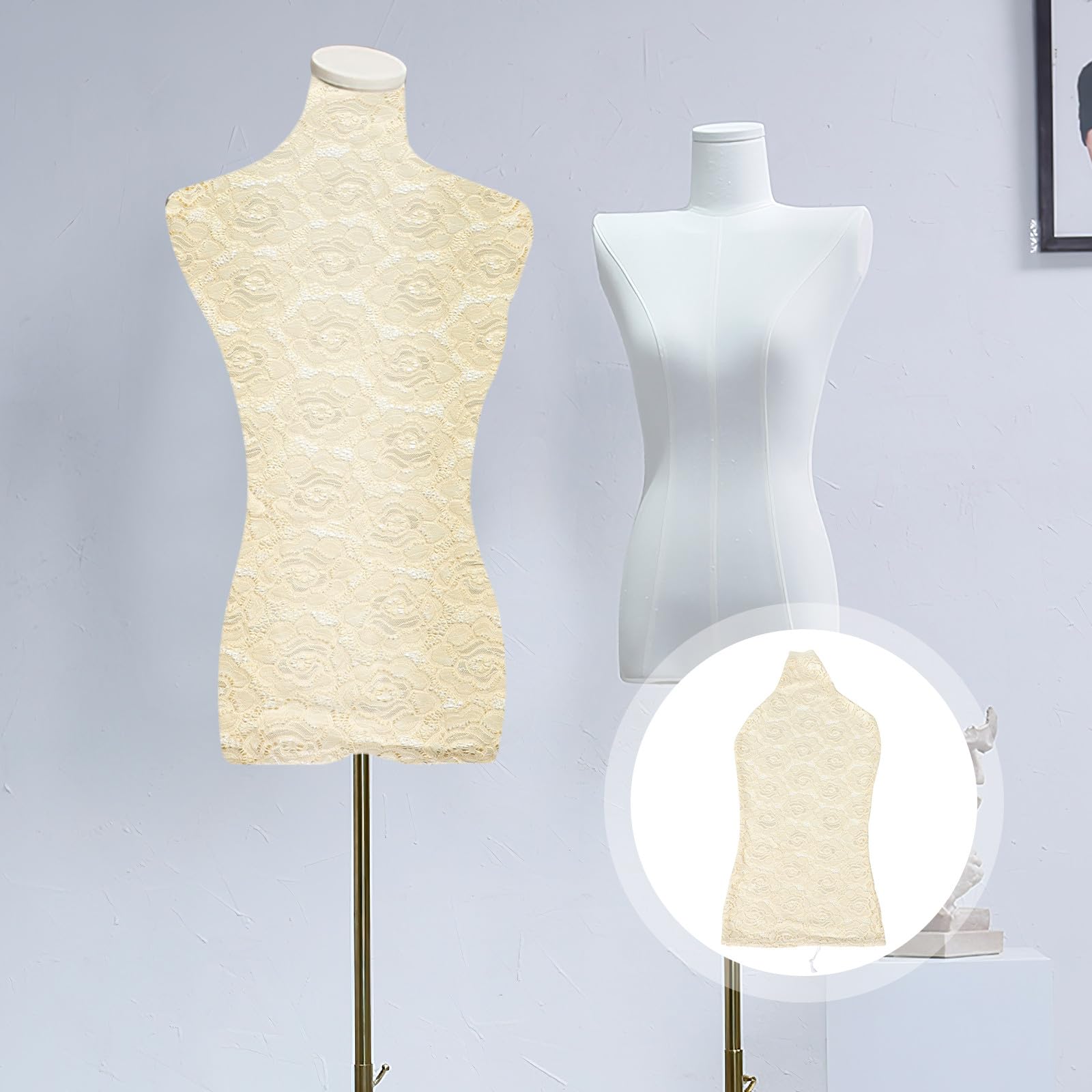 Housse de Mannequin Demi-Corps Légère et Flexible en Dentelle Élégante pour Affichage D'accessoires et Bijoux pour Robe Féminine