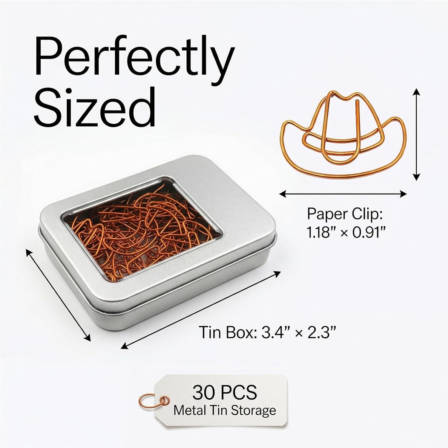 Cute Fun Western Hat Paper Clips 30 Pcs, Western Cowboy Gifts image 3